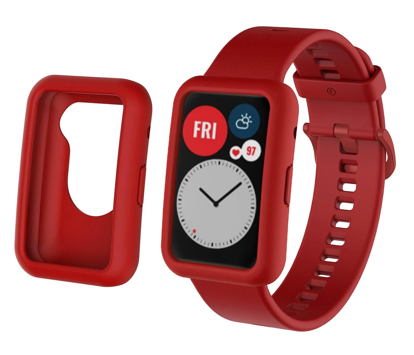 DL3 MOBILAK Bands Replacement and case for Huawei Watch Fit, Band for Women Men,Silicone Quick Release Soft Rubber Replacement Watch Band - Dark Red