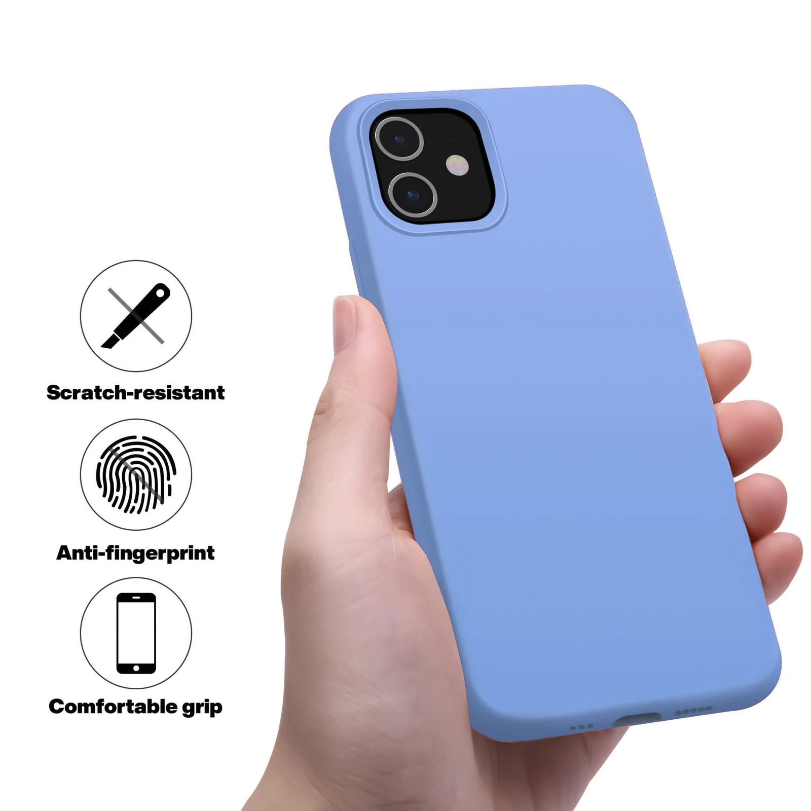 DL3 Mobilak Liquid Silicone Case for iPhone 11 (6.1 Inch), Shock-absorbing protection, Scratch-resistant surface, Soft microfiber lining - Light Blue