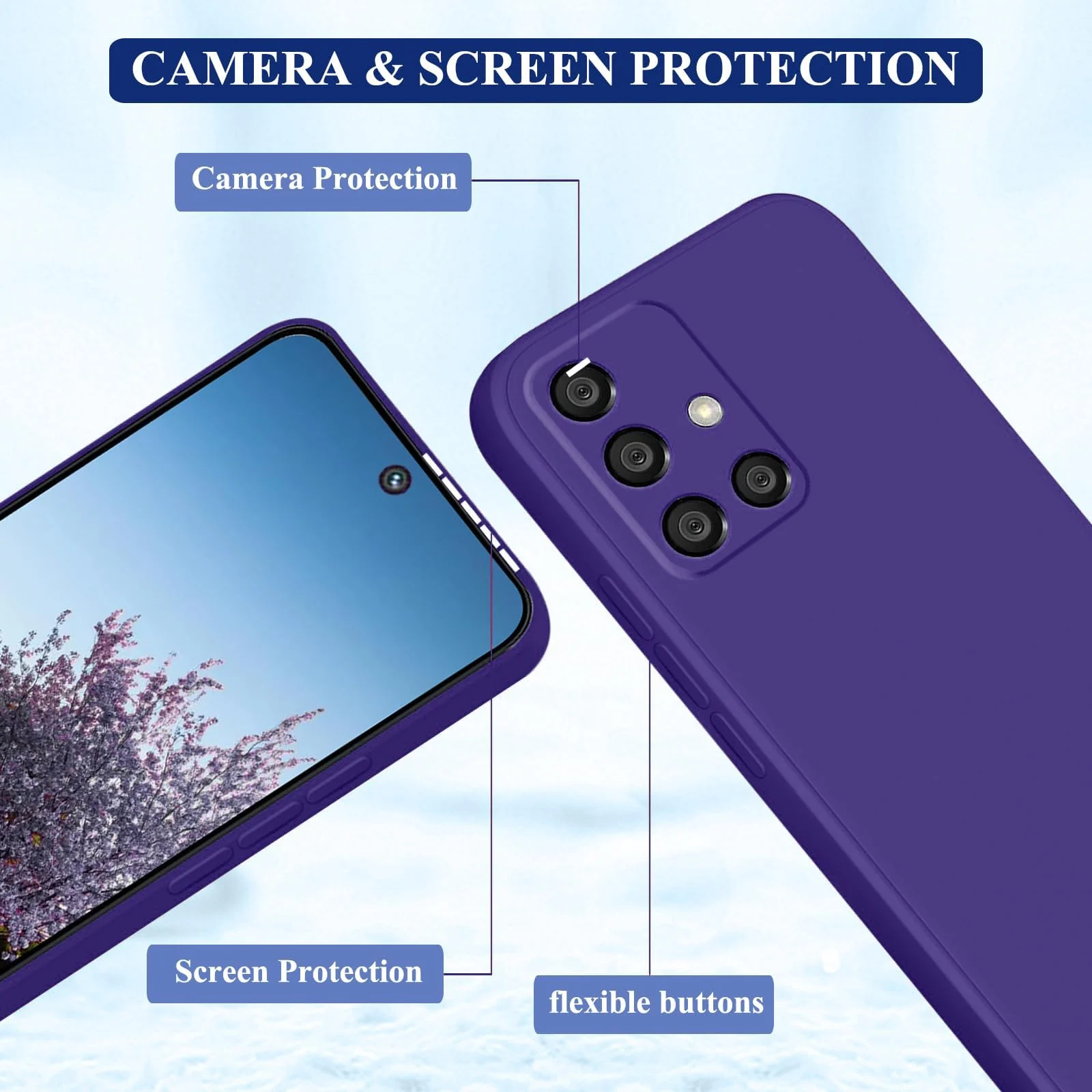 DL3 Mobilak Soft Silicone Protective Case for Samsung Galaxy A51 with Microfiber Lining and Shockproof Design - Purple