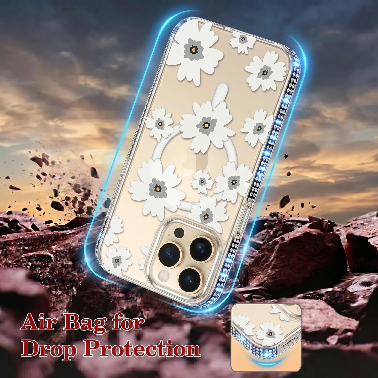DL3 Mobilak Clear MagSafe-Compatible Magnetic Case for iPhone 16 Pro Max with Camera Protection and Magnetic Car-Mount Support - Style 5
