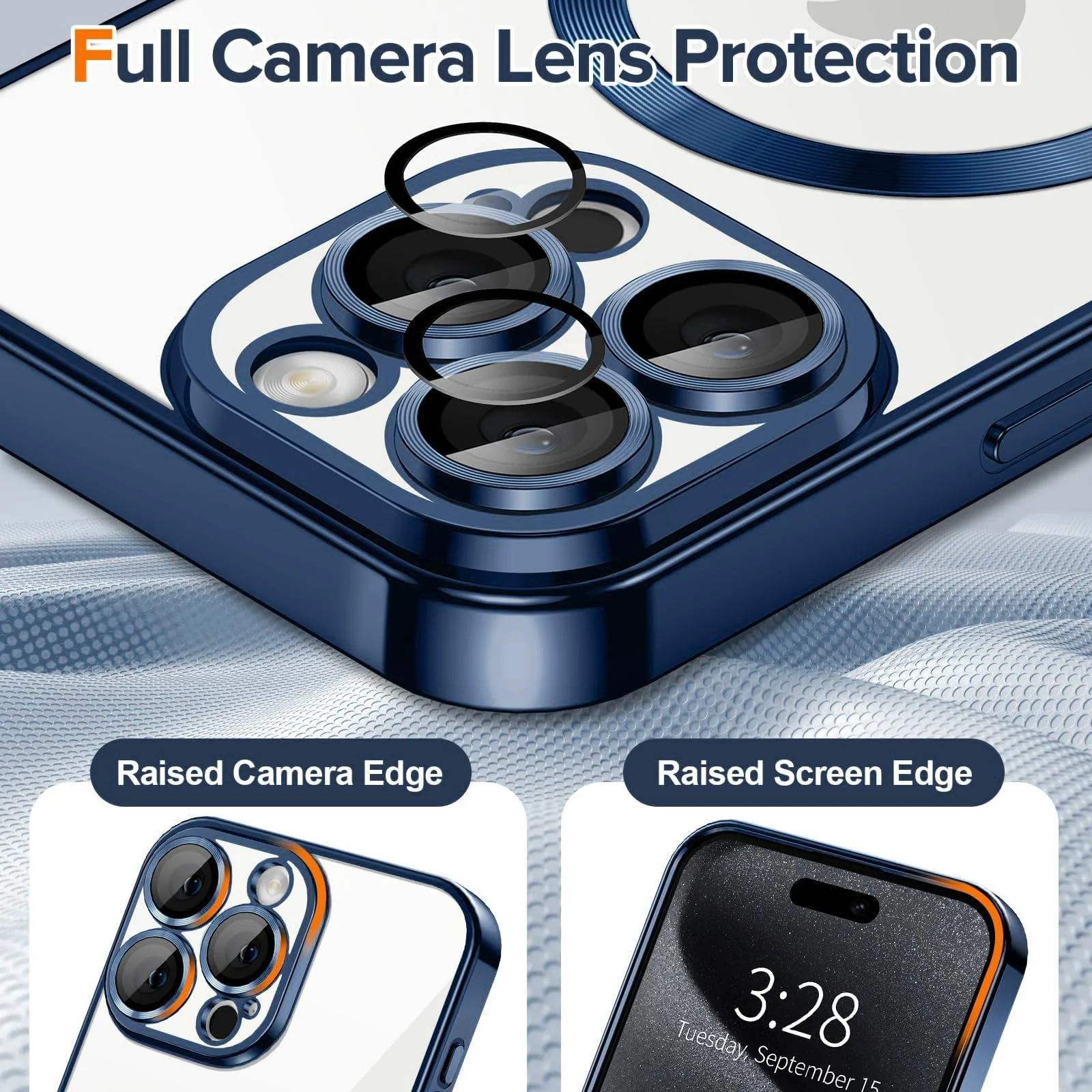 DL3 Mobilak Plated-Edge Protective Case for iPhone 12 Pro 6.1-Inch with Built-in, Supports wireless charging, Camera protection, Scratch-resistant surface - Dark Blue