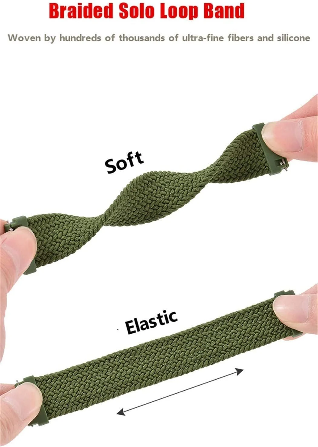 DL3 Mobilak Band 20MM Nylon Braided Solo Loop Strap For Samsung Gear Sport/Watch 6/5/4 40mm 44mm/Watch 6 Classic 43mm 47mm/ 5 Pro 45mm/active 2 40mm 44mm (Small) - Green