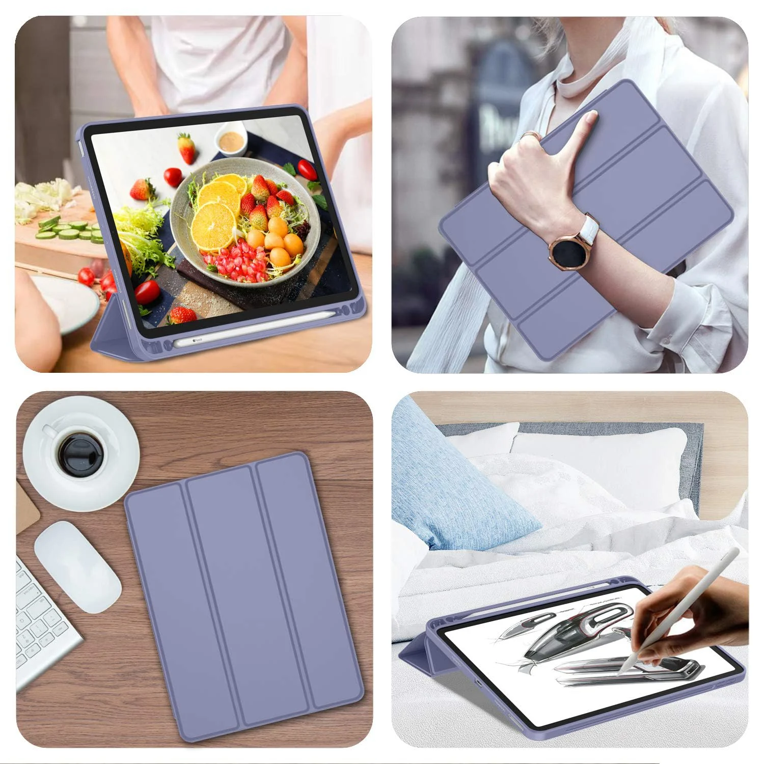 DL3 Mobilak iPad Pro 11 Inch Case 2022(4th Gen)/2021(3rd Gen)/2020(2nd Gen) with Pencil Holder, Smart Case [Support Touch ID and Auto Wake/Sleep] with Auto 2nd Gen Pencil Charging - Lavender