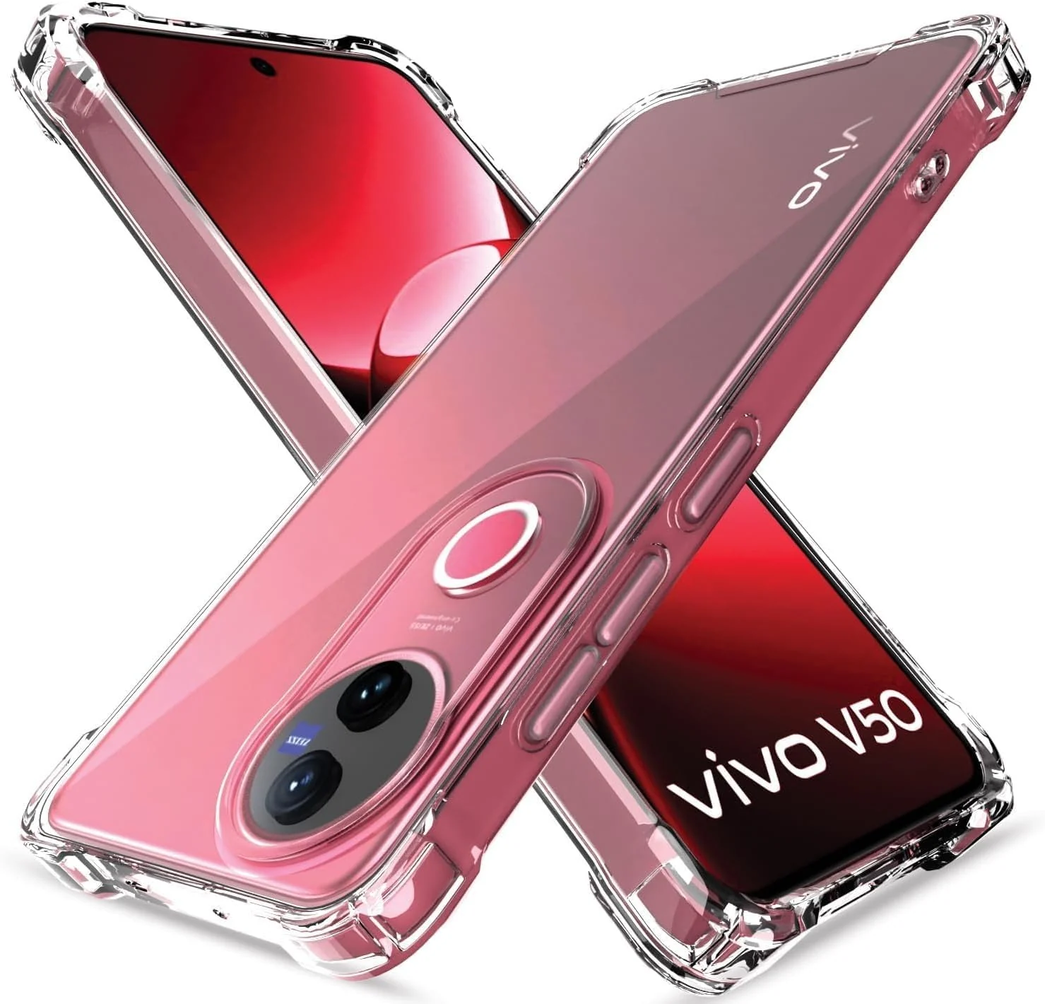 DL3 Mobilak Case Compatible with Vivo V50 5G, Cover Silicone Transparent TPU Gorilla Anti-shock Protector Camera Shockproof Corners - Clear