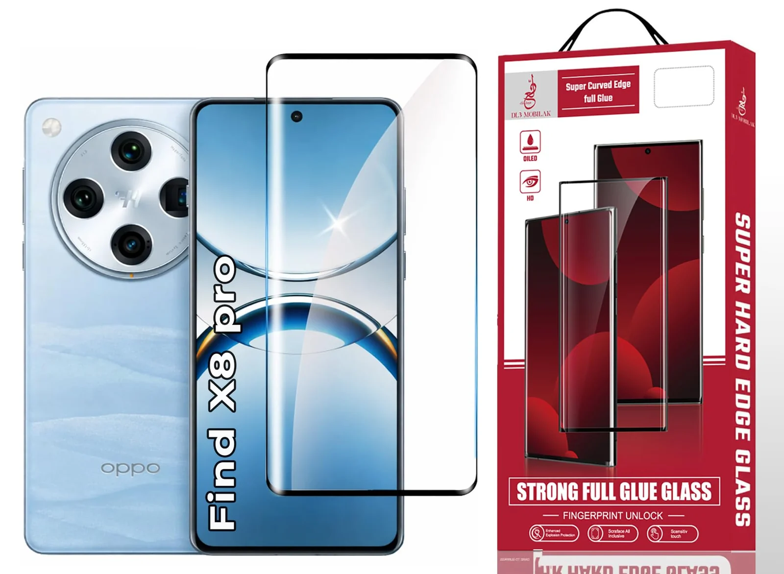 DL3 Mobilak Screen Protector for OPPO Find X8 Pro 5G, Tempered Glass Screen Saver Premium HD Protective, Scratch Resistant, NO-Bubble, 9H Hardness, Full Coverage Film - Clear