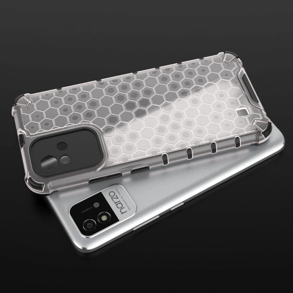 DL3 Mobilak Honeycomb Protective Case for realme Narzo 50i, realme C20 / C11 2021, Shock-absorbing protection, Transparent design, Slim, lightweight profile - Clear