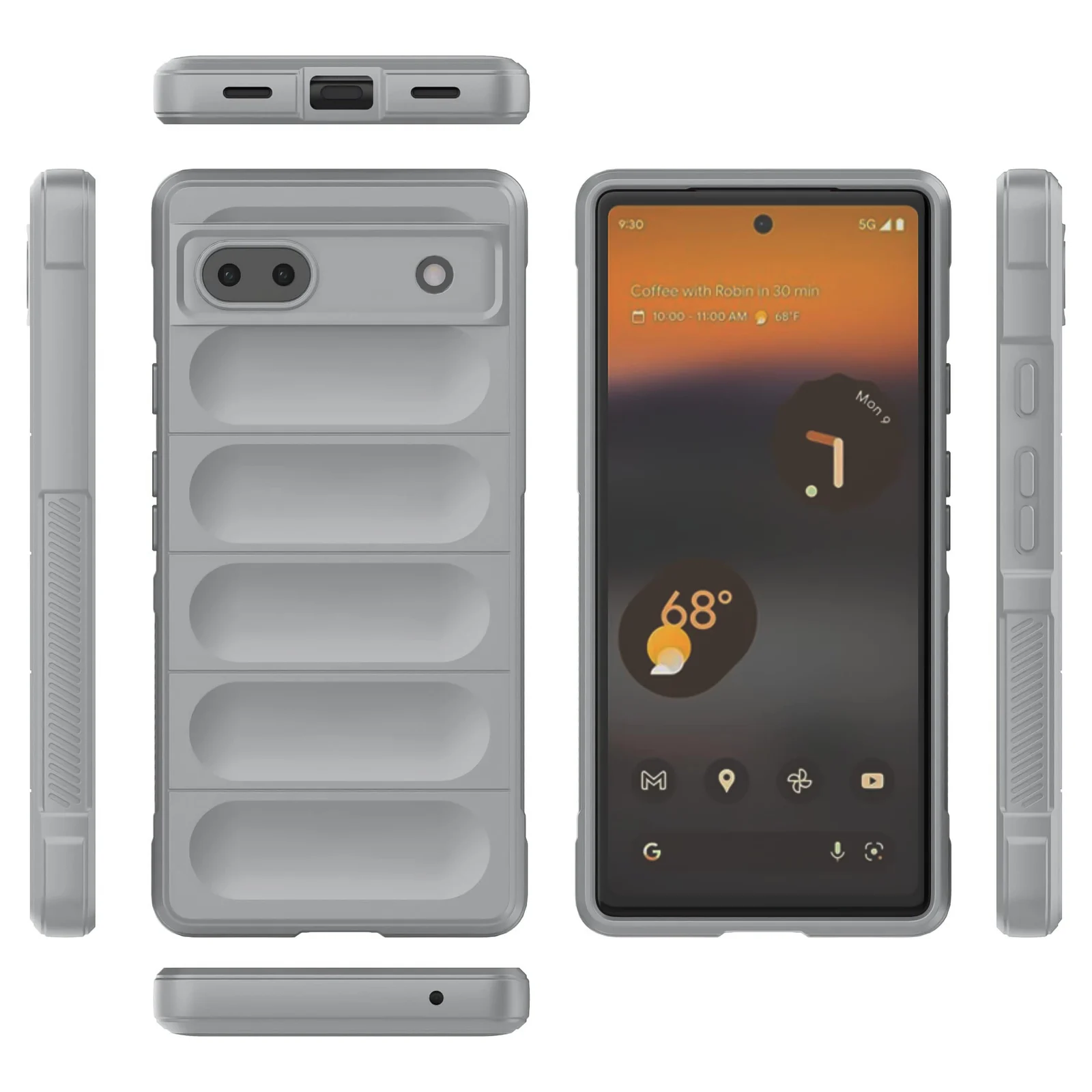 DL3 Mobilak Silicone Case for Google Pixel 6A Heavy Duty Protective [Slim Fit] Shockproof Soft Flexible Protective Design Shock-Absorption TPU Cover With Camera Protection - Gray