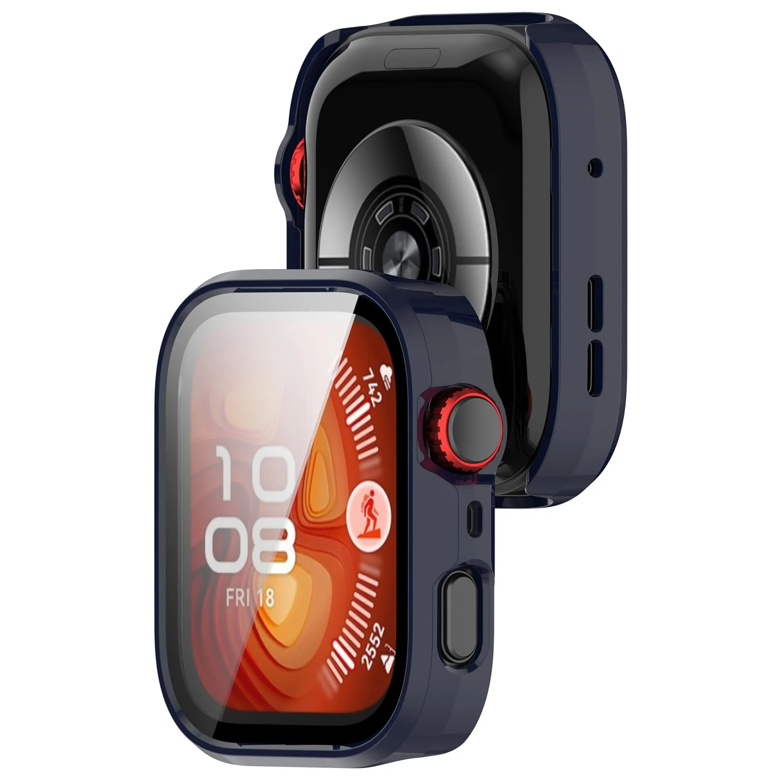 DL3 Mobilak Case Compatible with Huawei Watch Fit 4 Pro, Full Coverage Slim Hard Case Protective Bumper Built-in Tempered Glass Screen Protector Shell for Huawei Watch Fit 4 Pro - Blue