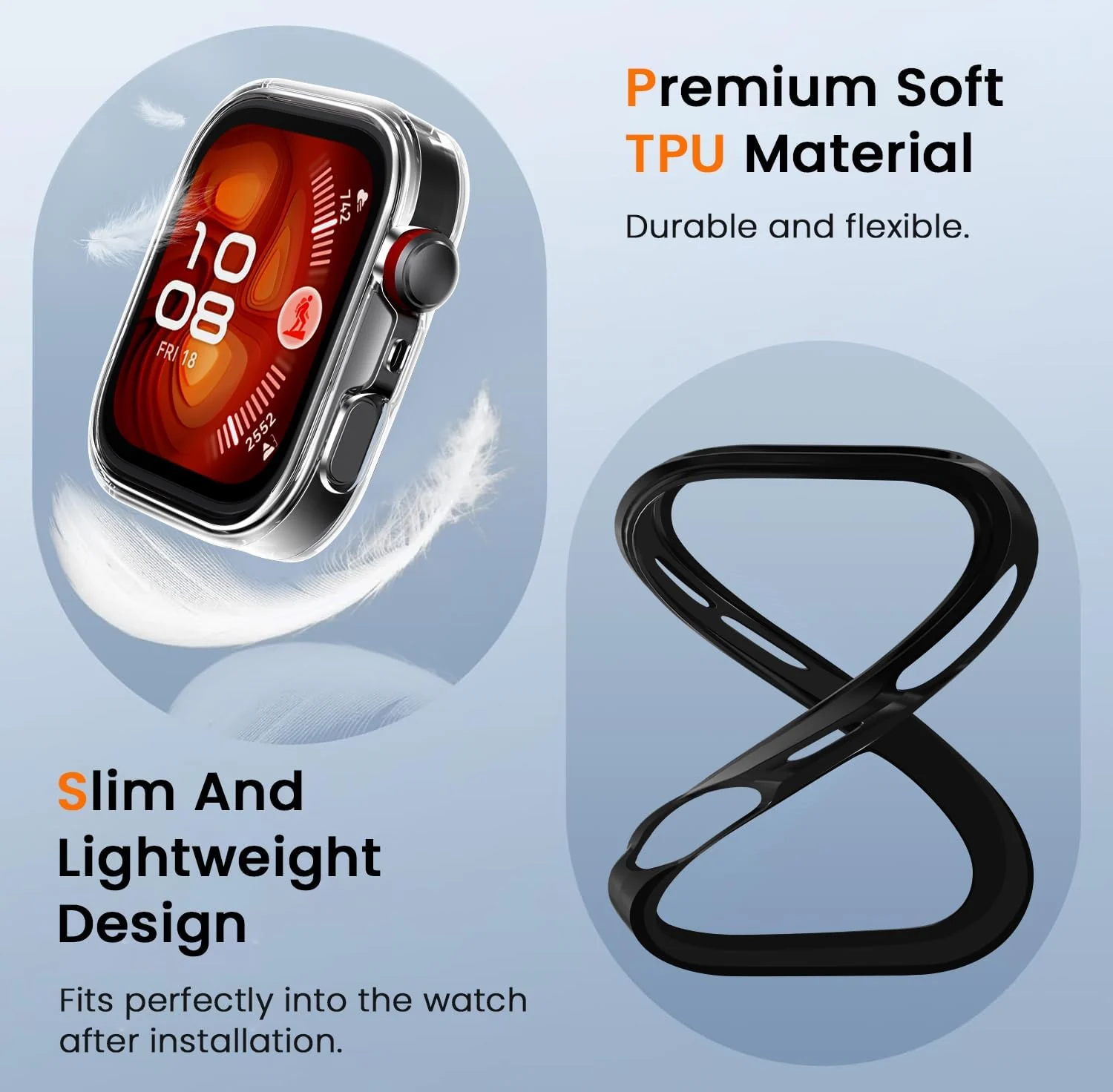 DL3 Mobilak Case Compatible with Huawei Watch Fit 4 Pro 2025 Case All-Around with Built-in Screen Protector Watch Soft TPU Shockproof Cover Slim Guard Thin Bumper Shell Protector - Clear