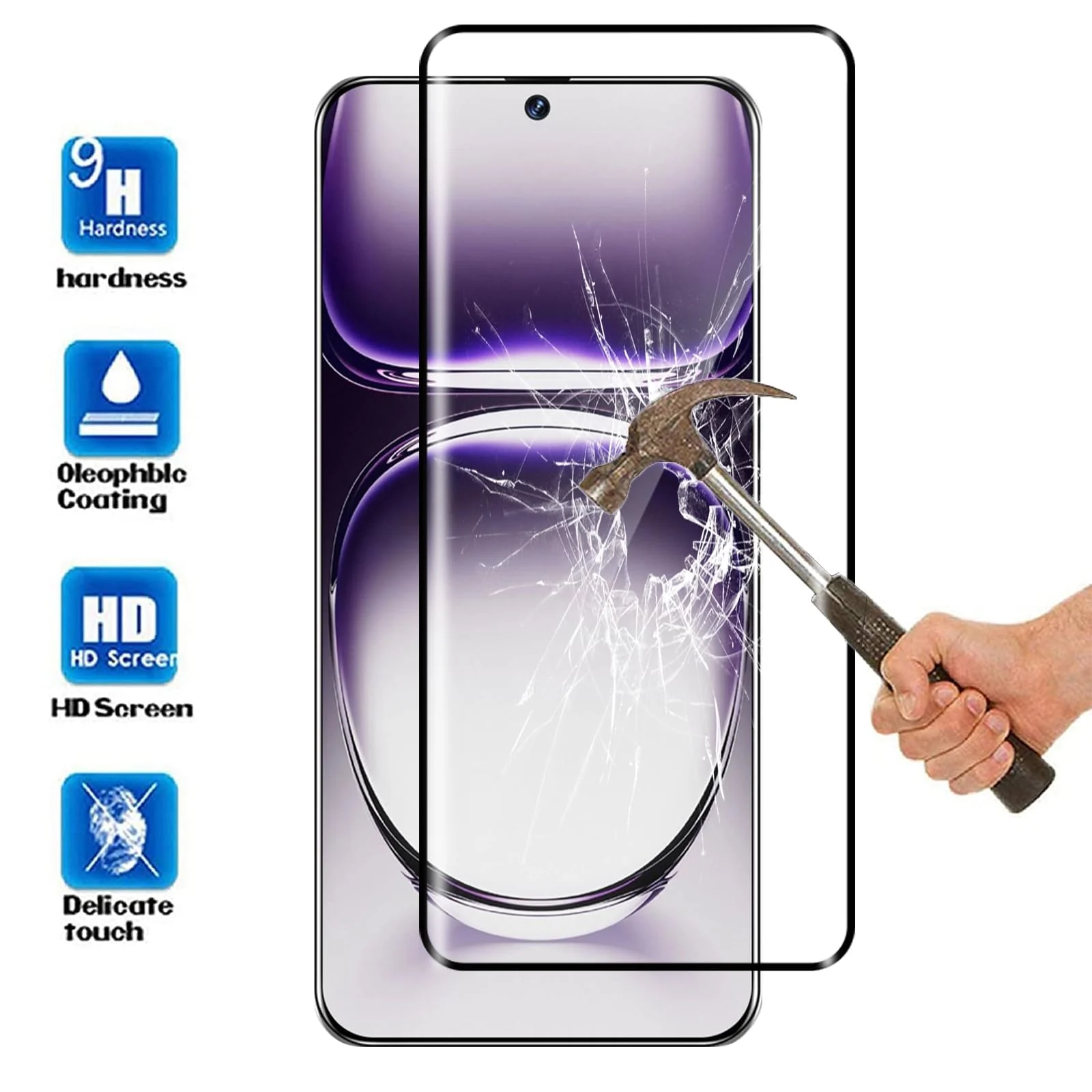 DL3 Mobilak Screen Protector for OPPO Reno 12 5G, Tempered Glass Screen Saver Premium HD Protective, Scratch Resistant, NO-Bubble, 9H Hardness, Full Coverage Film - Clear