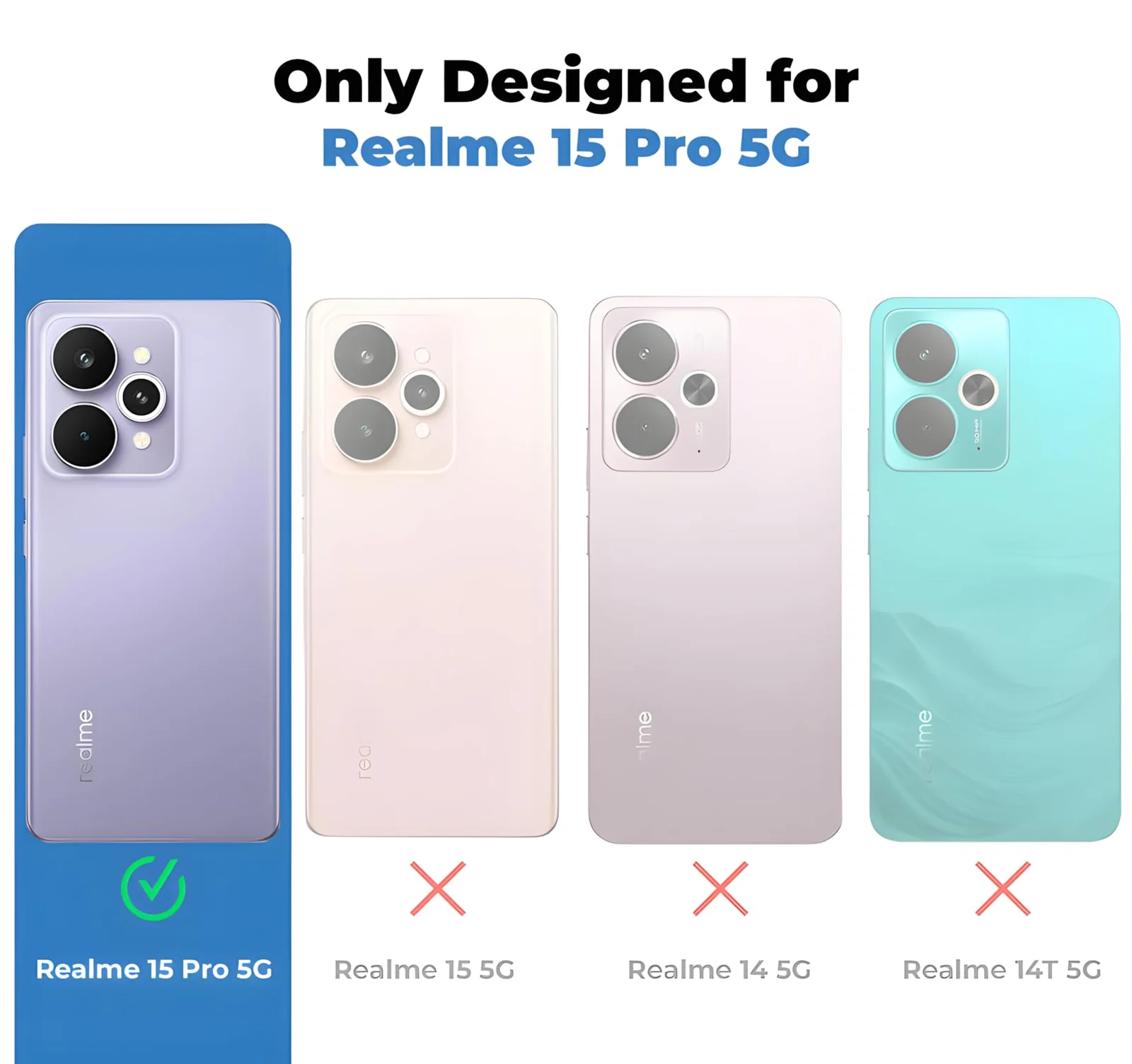 DL3 Mobilak Clear PC and TPU Protective Case for realme 15 Pro 5G with Camera Protection and Military-Grade Protection - Black