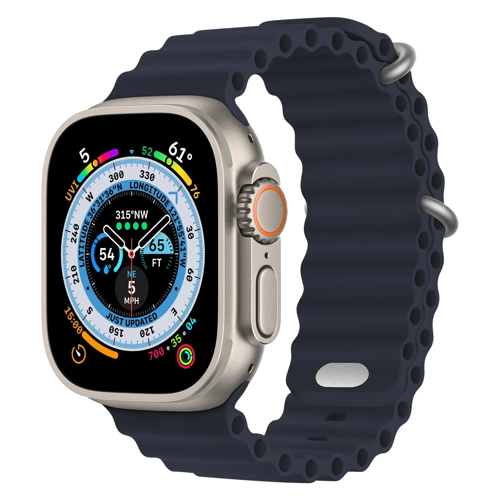 DL3 Mobilak Ocean Band with Case For Apple Watch Ultra 49mm, Adjustable Silicone Sport Loop Ocean Strap Men Women Strap With Protective Cover Screen Shockproof for iWatch Ultra 2 49mm - Midnight Blue