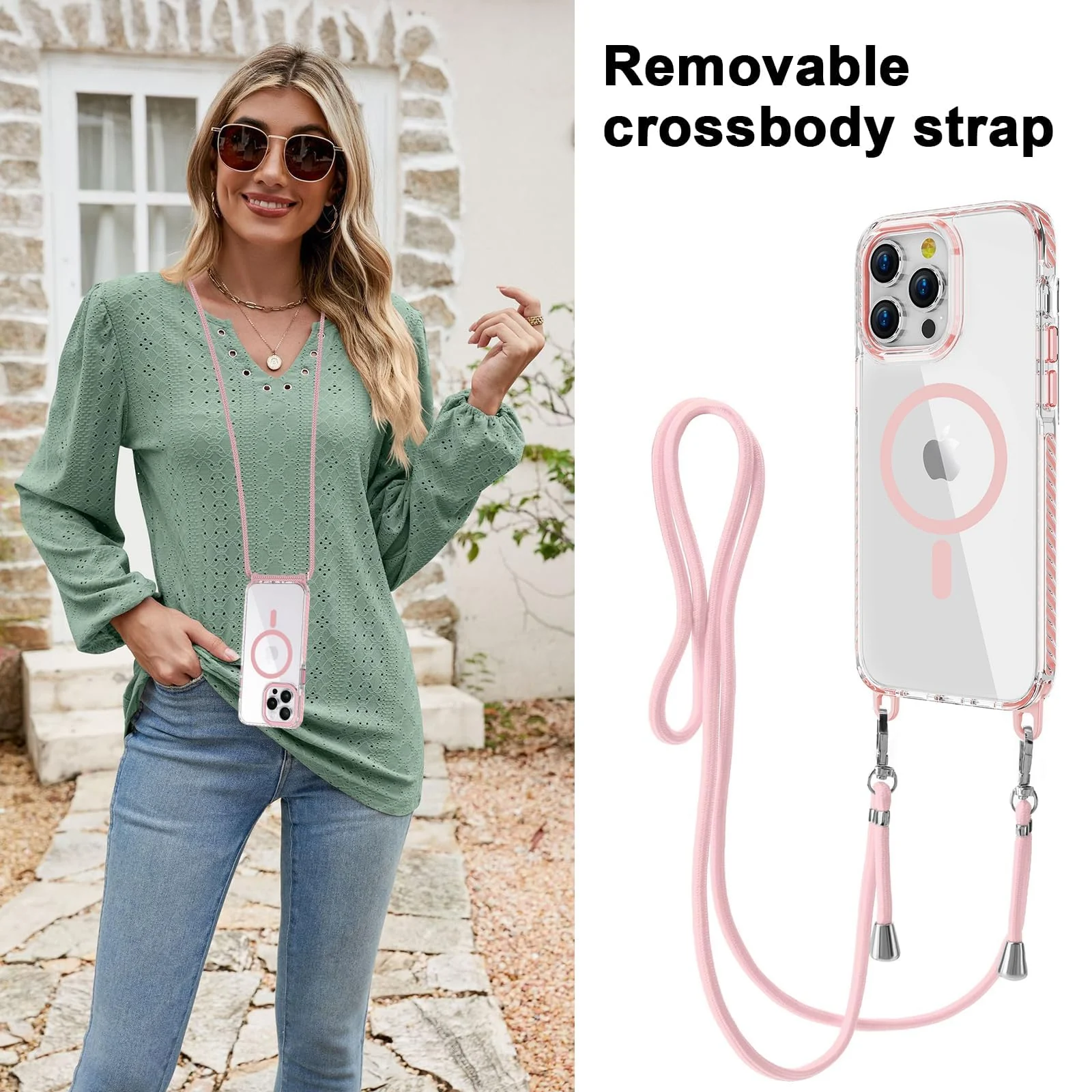 DL3 Mobilak Rugged Protective Case for iPhone 16, Compatible with MagSafe accessories, Supports wireless charging, Shock-absorbing protection - Pink