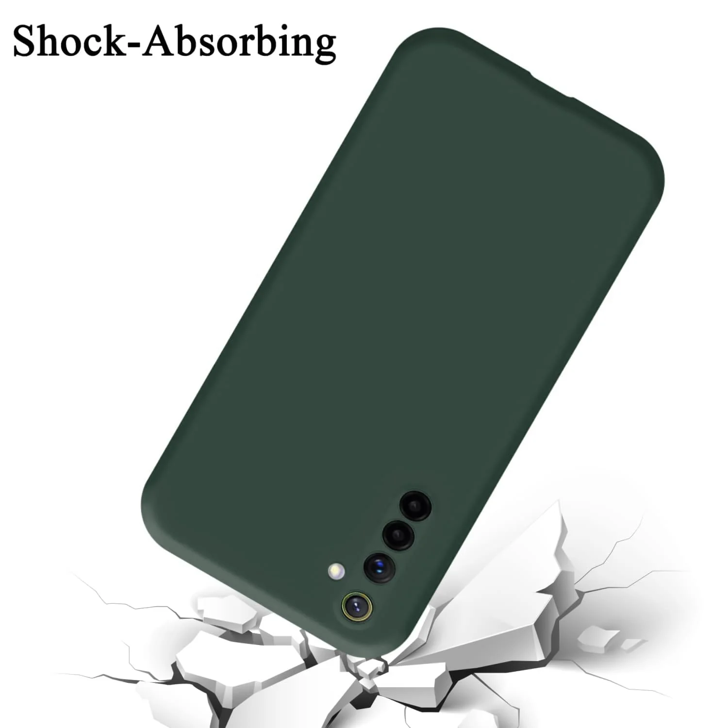 DL3 Mobilak Liquid Silicone Protective Case with Soft Microfiber Lining with Full Camera Protection for realme 6 Pro - Green