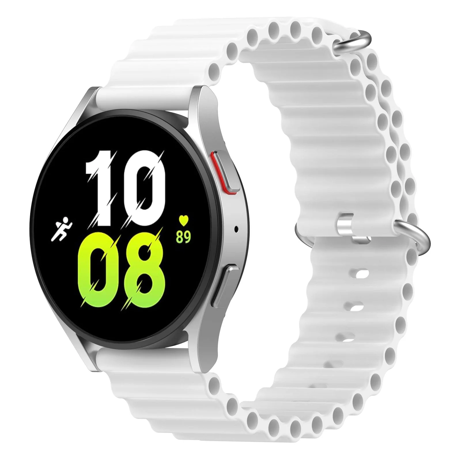 DL3 Mobilak 22mm Ocean Band for Samsung Galaxy Watch 3 45mm/Watch 46mm/Gear S3/Huawei watch GT4 GT3 46MM/Huawei Watch 3/4/GT2E/GT2 Pro/GT GT2 46MM/Amaz fit GTR 4/3/3Pro/2/2e, Adjustable Silicone Strap - White