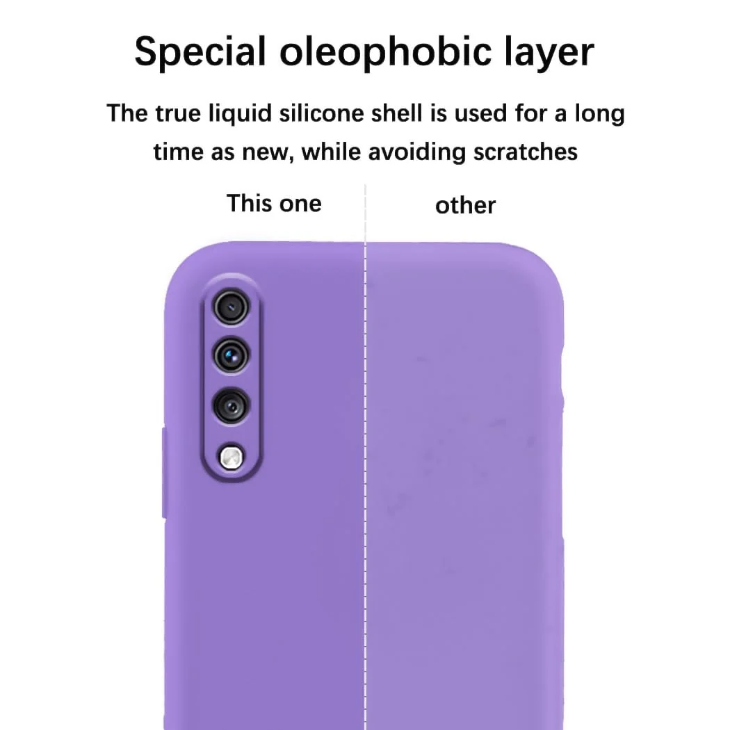 DL3 Mobilak Soft Silicone Protective Case for Samsung Galaxy A70 / A70s with Microfiber Lining and Shockproof Design - Light Purple