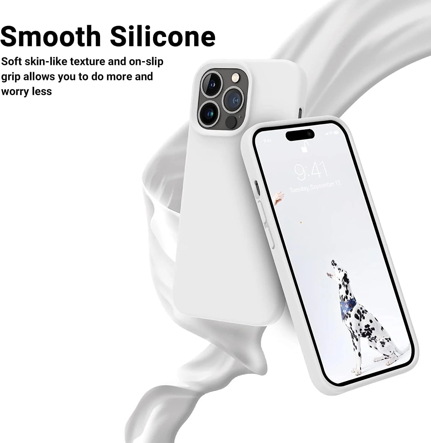 DL3 Mobilak Liquid Silicone Protective Case for iPhone 11 Pro (5.8 Inch) with Camera Protection and Microfiber Lining - A White
