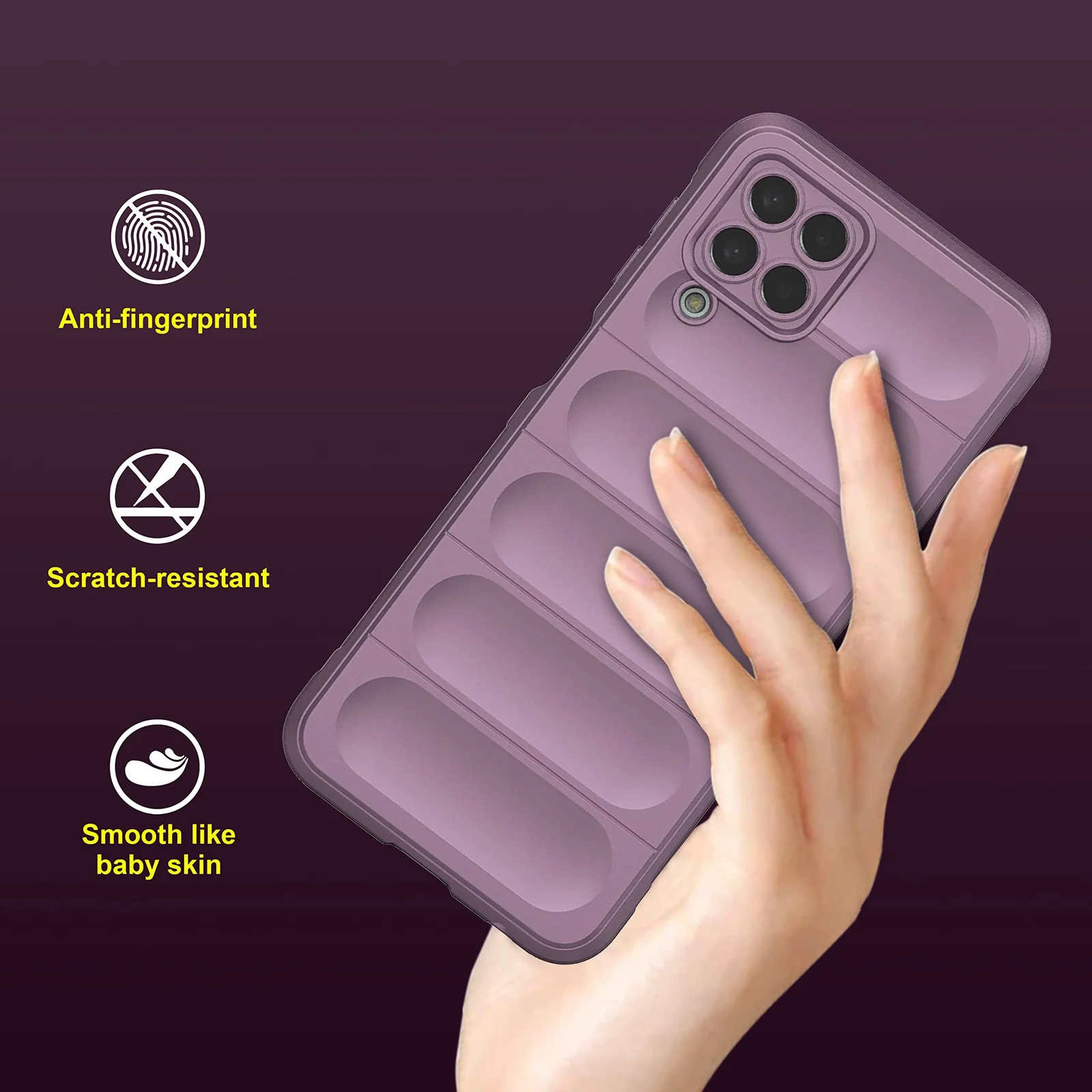 DL3 Mobilak Flexible Silicone and TPU Protective Case with Camera Protection for Samsung Galaxy M33 5G - Purple