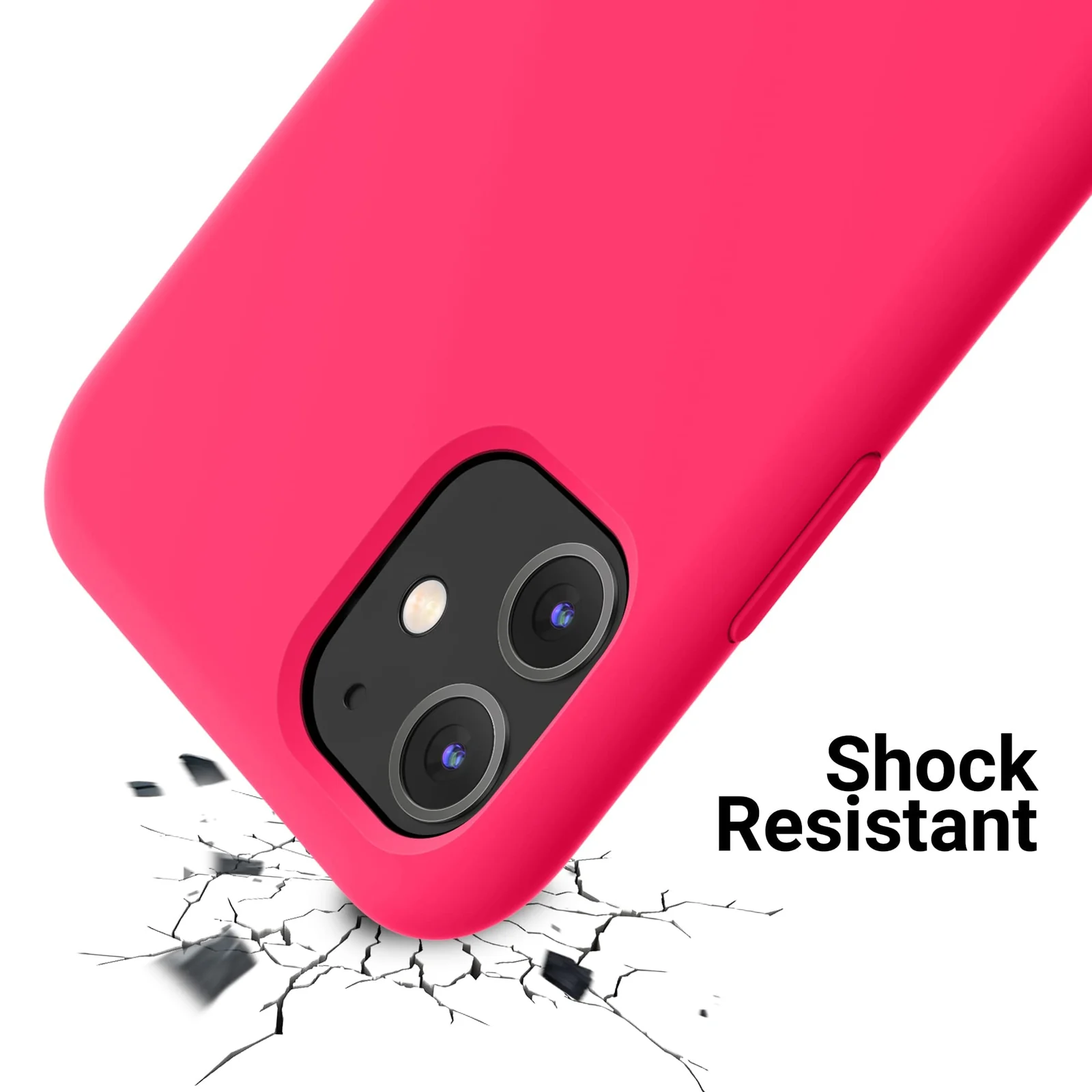 DL3 Mobilak Liquid Silicone Protective Case for iPhone 11 (6.1 Inch) with Camera Protection and Microfiber Lining - Neon Pink