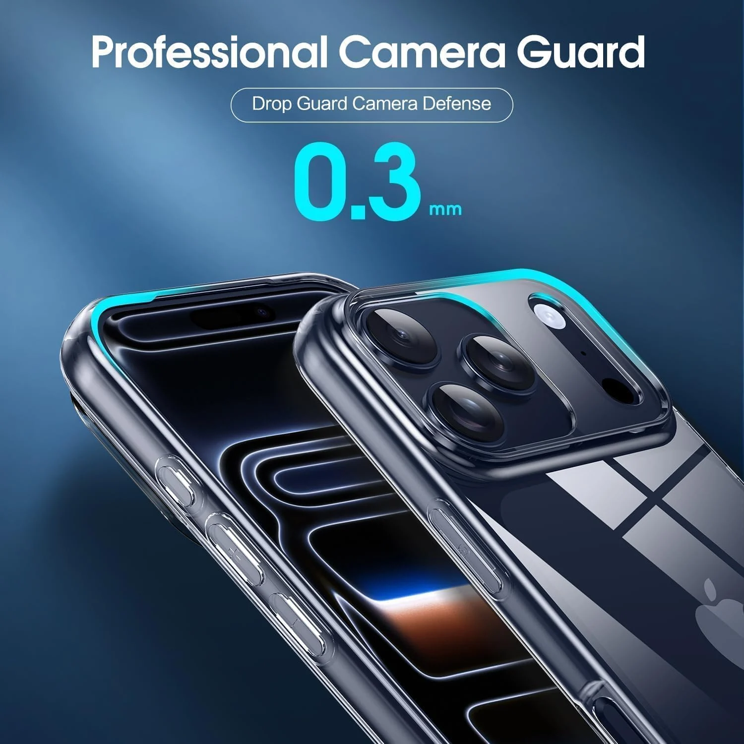DL3 Mobilak Clear TPU Case for iPhone 17 Pro, Camera protection, Shock-absorbing protection, Raised edges around the screen and camera - Clear