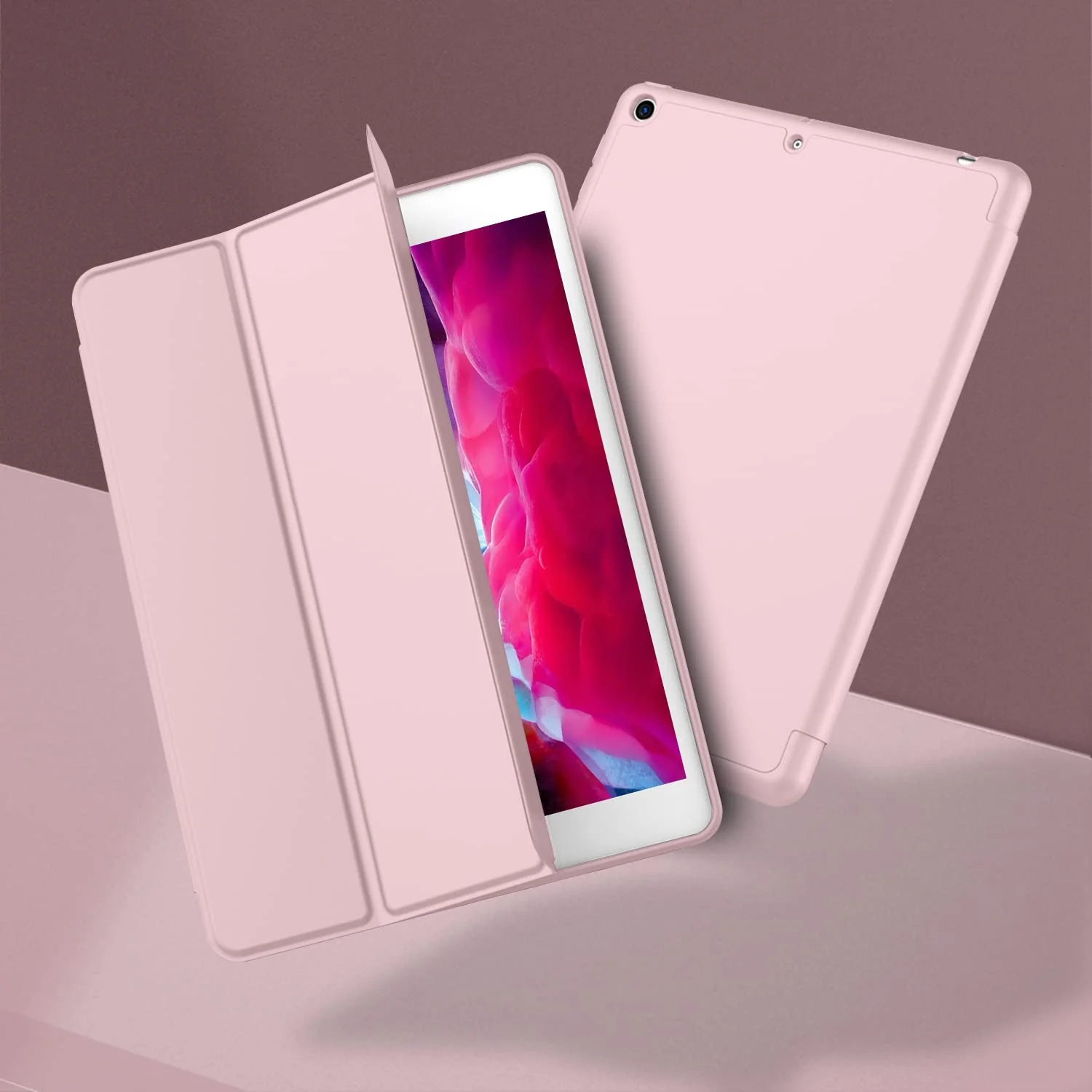 DL3 Mobilak Smart Case Compatible with iPad Pro 12.9 Inch Case 2022/2021/2020 (6th/5th/4th Gen) Case Flip Cover Leather Case Soft TPU Back And Trifold Stand With Auto SleeP - Pink Sand
