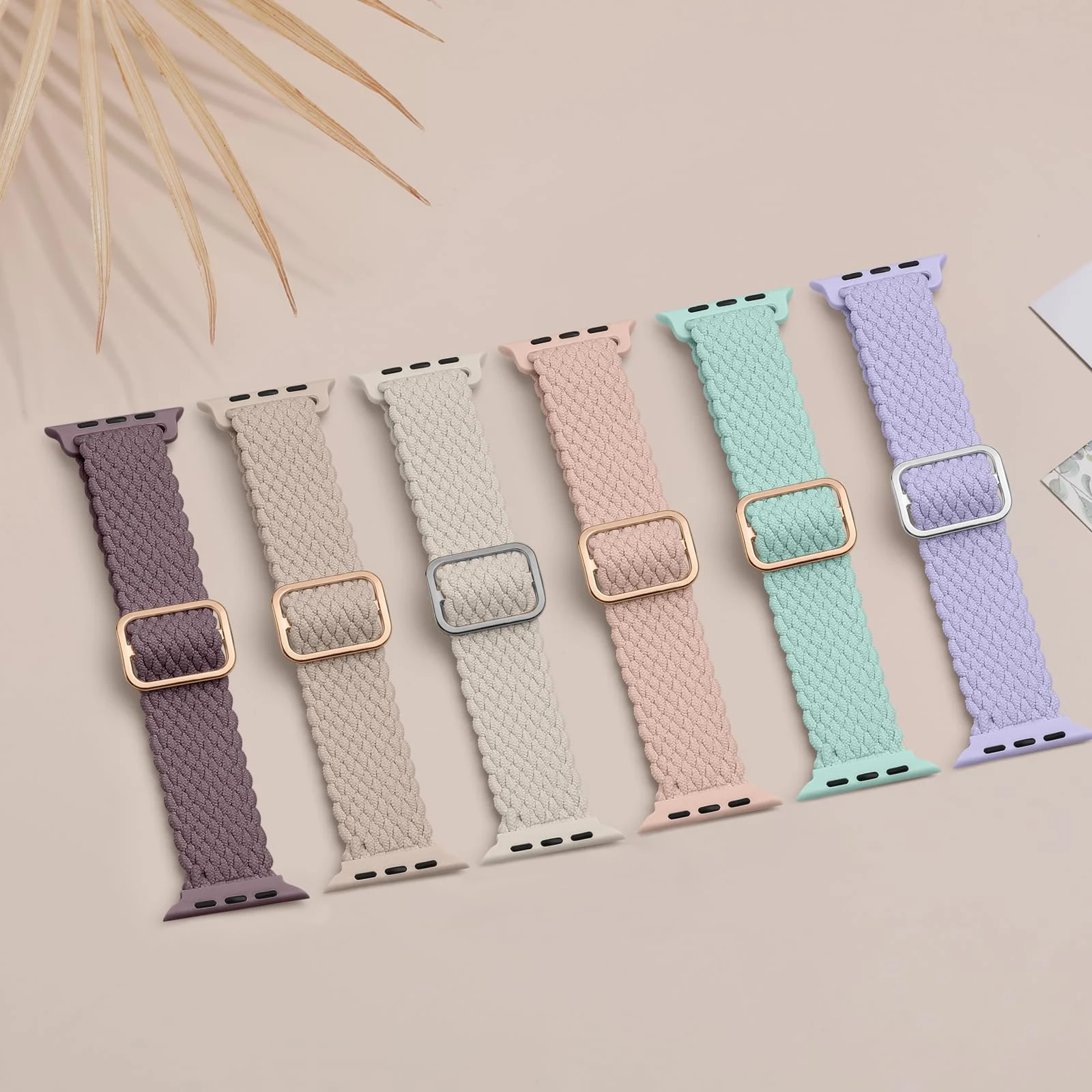 DL3 Mobilak Stretchy Nylon Solo Loop Strap Compatible with Apple Watch Band 49mm 45mm 46mm 44mm 42mm for Women Men, Sport Breathable Braided Wristband for iWatch Series 11 10 9 8 7 6 5 4 SE Ultra 3 2 1 - Beige