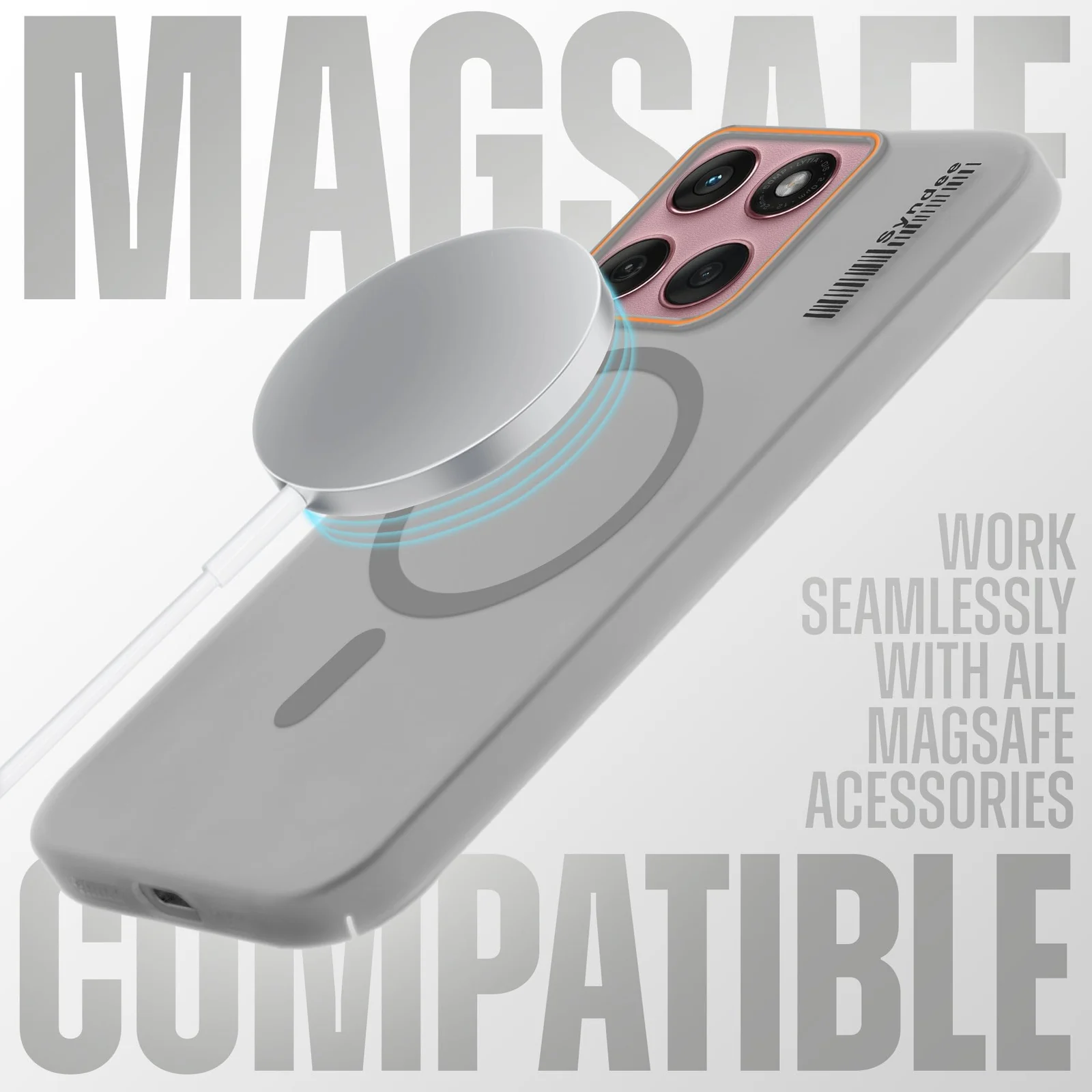 DL3 Mobilak Matte MagSafe-Compatible Magnetic Case for Motorola Moto Edge 60 Fusion 5G / Edge 60 5G with Camera Protection and Ring Holder - Gray