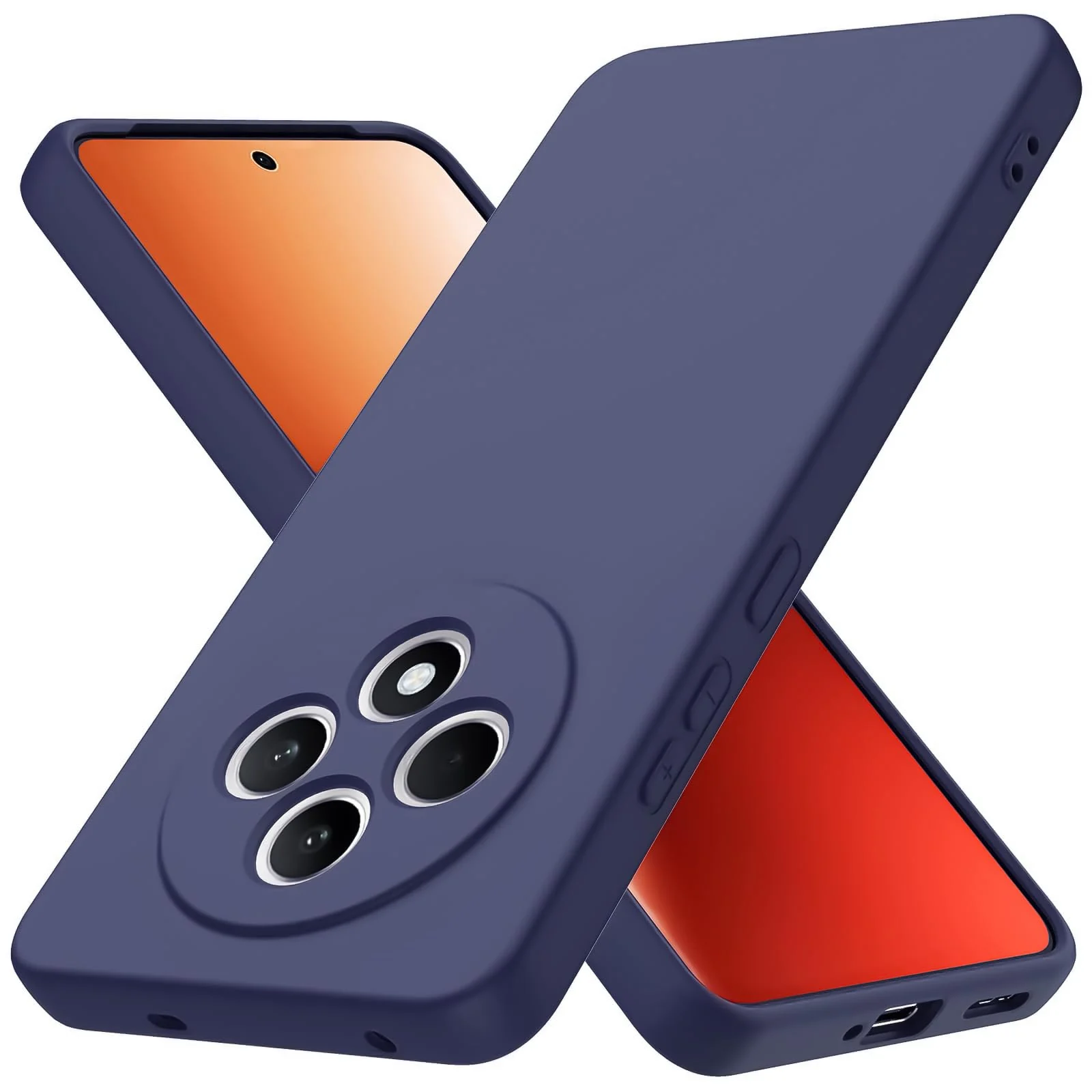 DL3 Mobilak Liquid Silicone Case for OPPO Reno 12 F / Reno 12F, Not compatible with MagSafe, Supports wireless charging, Camera protection - Dark Blue