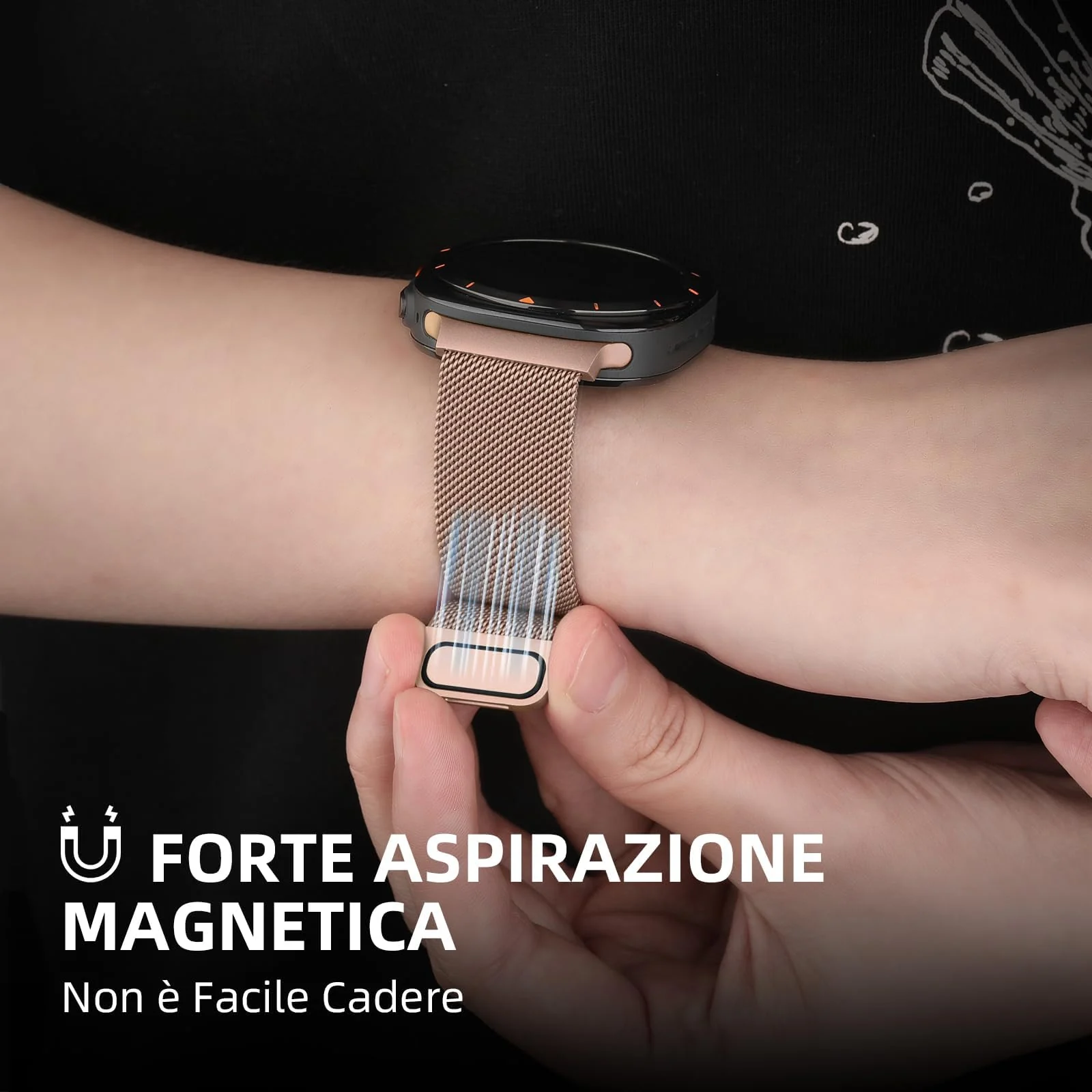 DL3 MOBILAK Milanese Magnetic Stainless-Steel Watch Strap for Samsung Galaxy Watch Ultra 47MM (2026 and 2025 and 2024) - A-Rose Gold