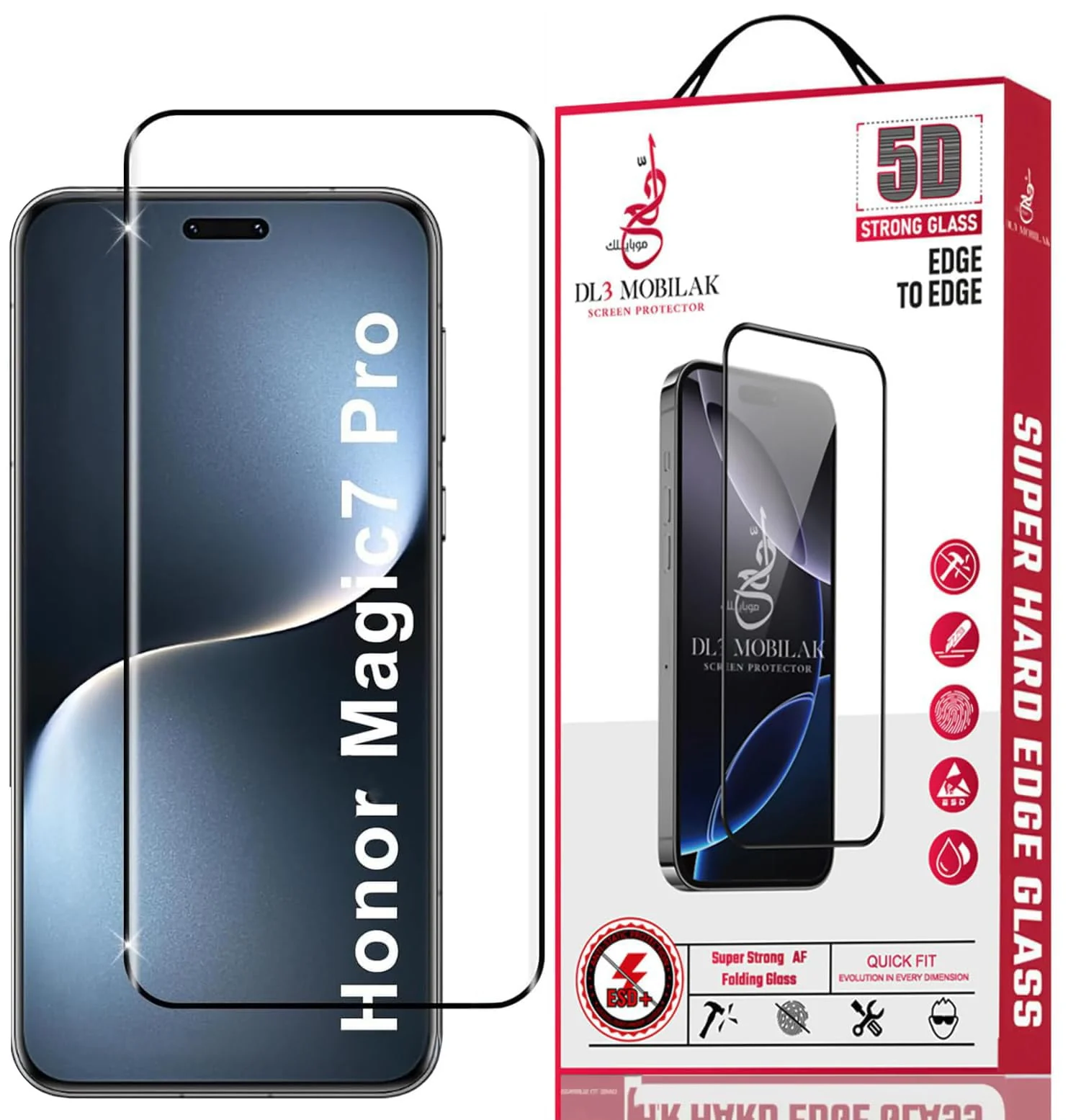 DL3 Mobilak Screen Protector for Honor Magic 7 Pro 5G, Tempered Glass Screen Saver Premium HD Protective, Scratch Resistant, NO-Bubble, 9H Hardness, Full Coverage Film - Clear