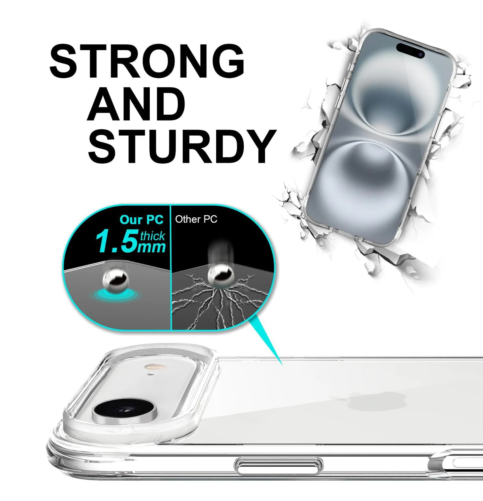 DL3 Mobilak Clear PC and TPU Protective Case for iPhone Air with Camera Protection and Military-Grade Protection - Clear