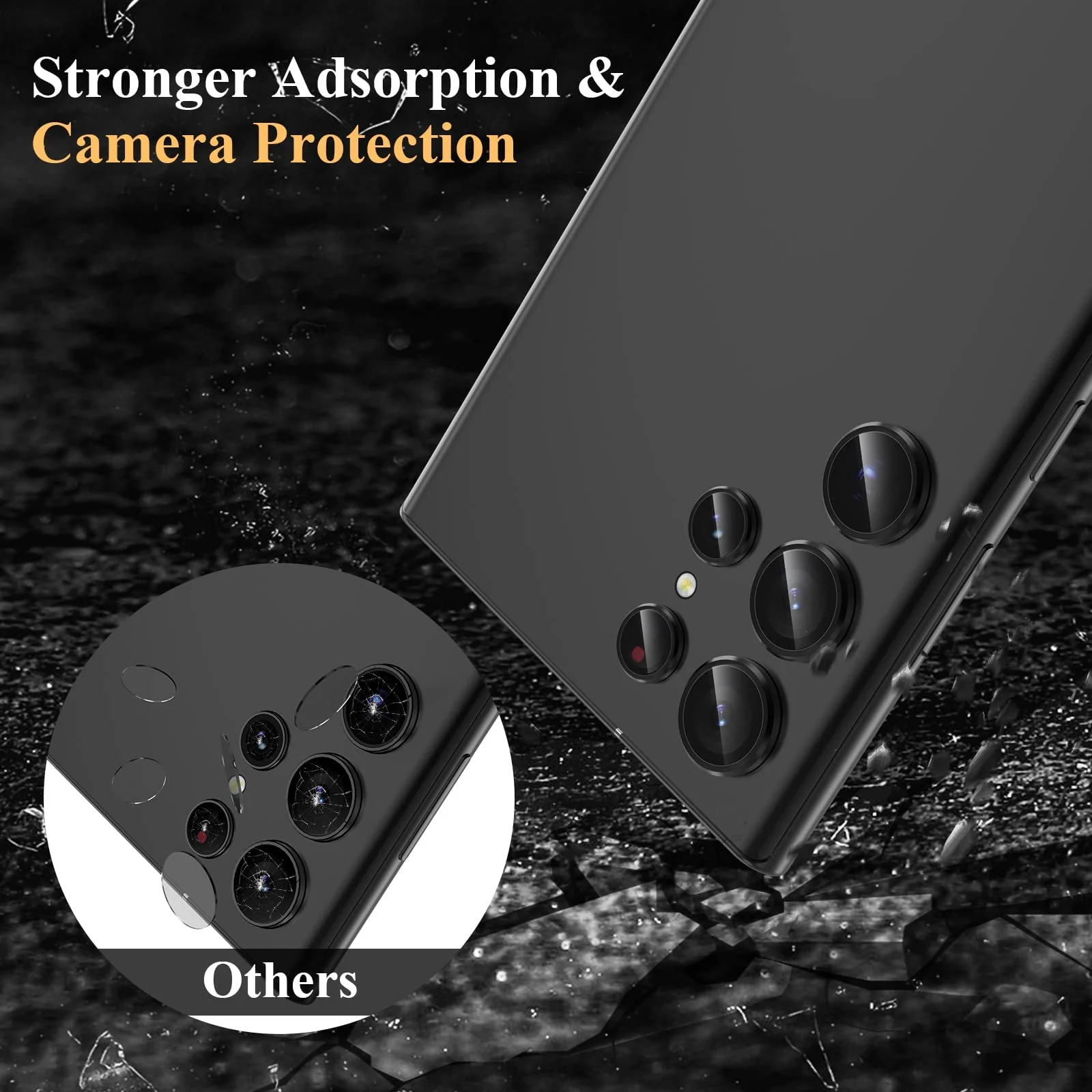 DL3 Mobilak Camera Lens Protector for Samsung Galaxy S23 Ultra, Camera protection, Shock-absorbing protection, Scratch-resistant surface - Black