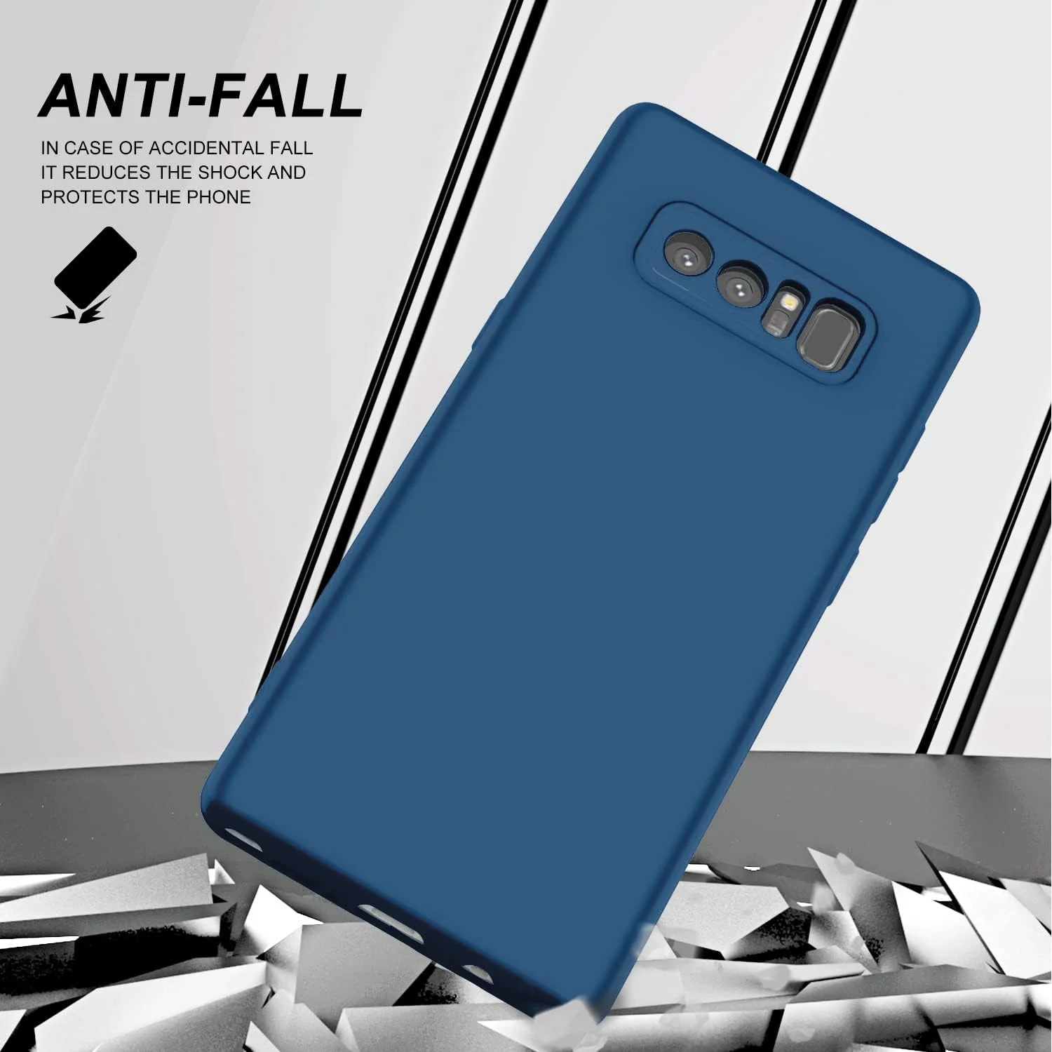 DL3 Mobilak Liquid Silicone Case for Samsung Galaxy Note 8, Shock-absorbing protection, Scratch-resistant surface, Soft microfiber lining - Blue