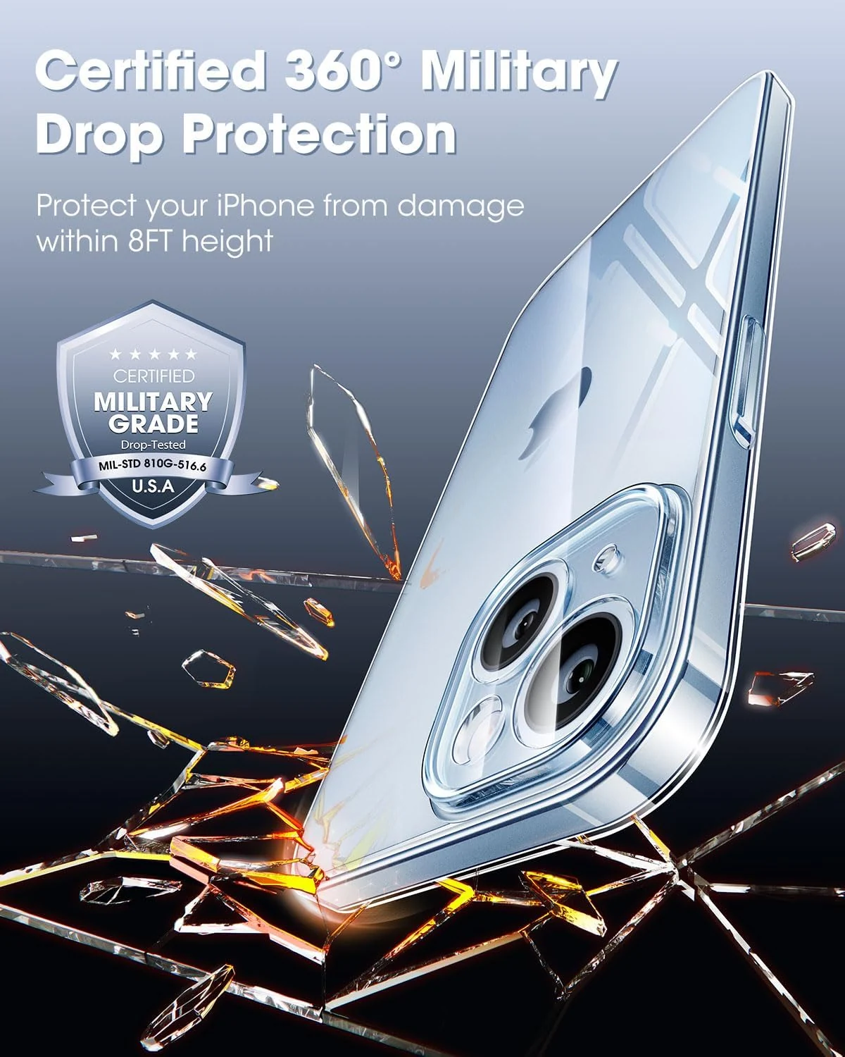 DL3 Mobilak Clear TPU Protective Case for iPhone with Camera Protection and Shockproof Design - Clear