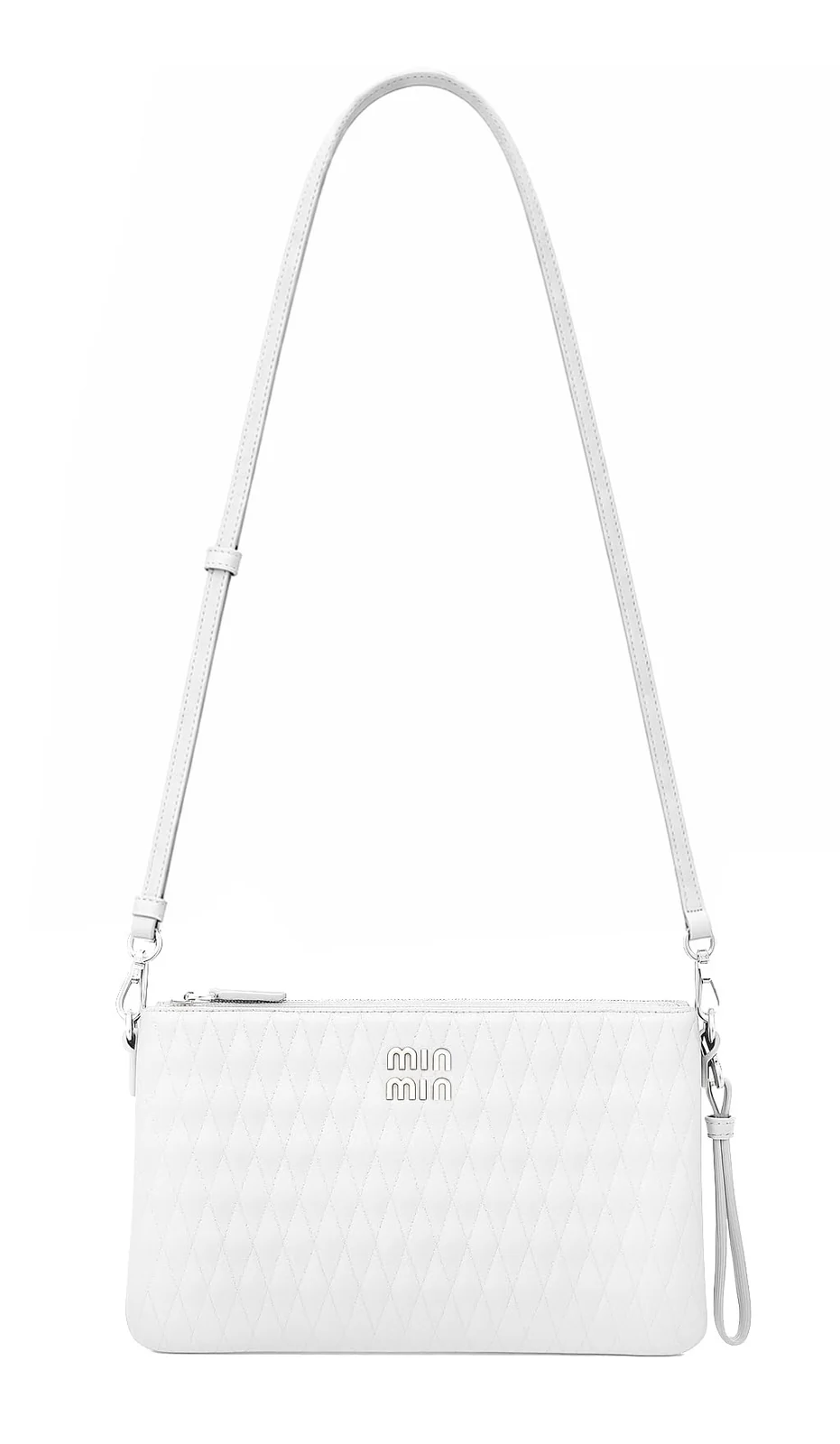 Mobigon Quilted Crossbody Clutch Bag for Women, Small Elegant Shoulder Purse with Removable Wristlet & Adjustable Strap, Lightweight Everyday Wear & Outing Use - Snow White