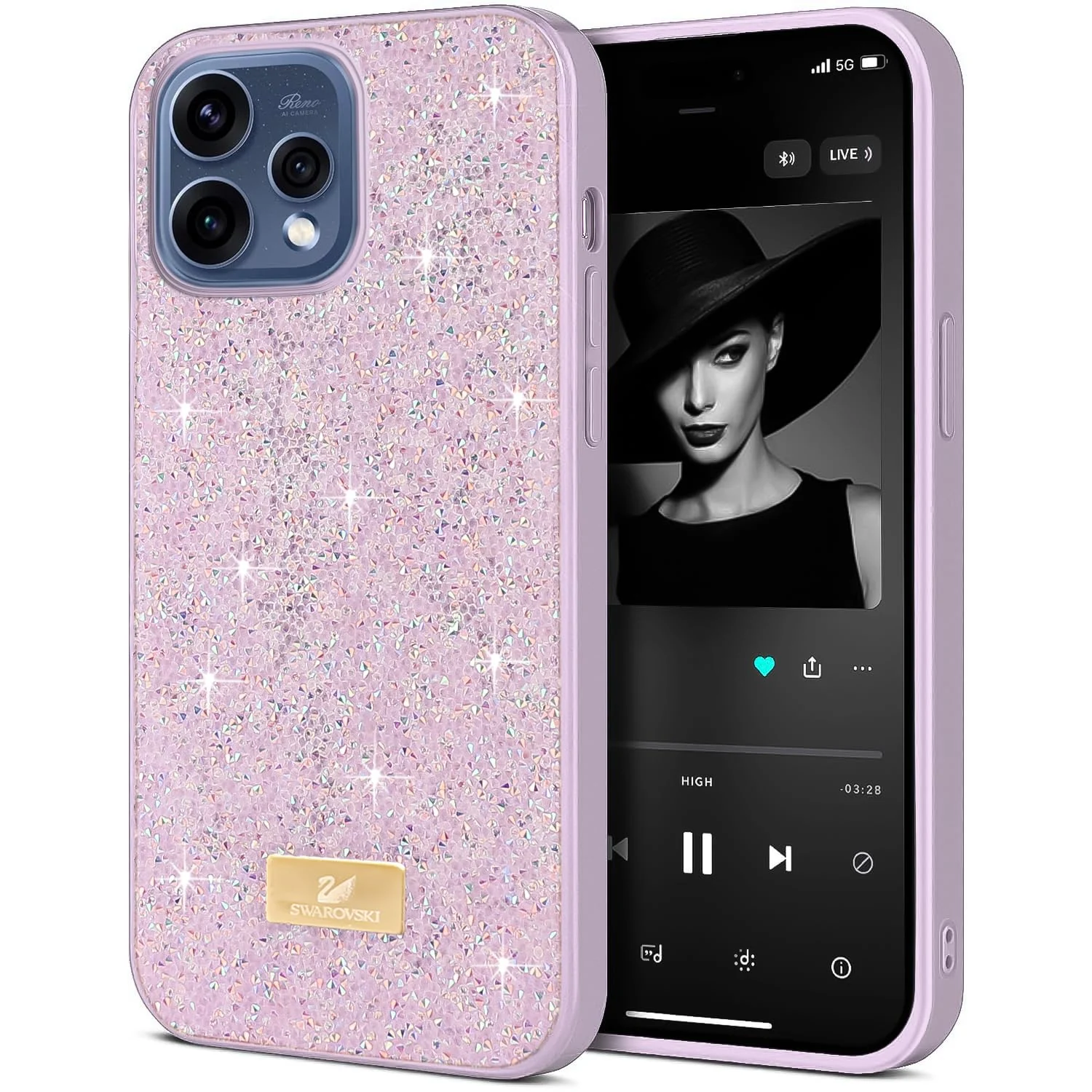 5.5 — DL3 Mobilak Glitter Rhinestone Protective Case for OPPO Reno15 with Shockproof Design