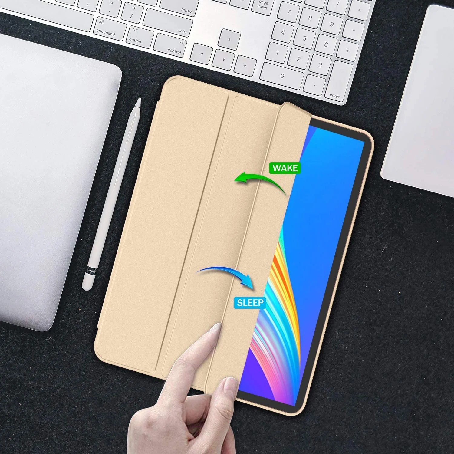 DL3 Mobilak iPad 10th Generation Case, Auto Wake&Sleep iPad Cover 10th Generation Case, Slim Trifold Stand TPU Back Shell Case for iPad 10th Gen 10.9 inch - Gold