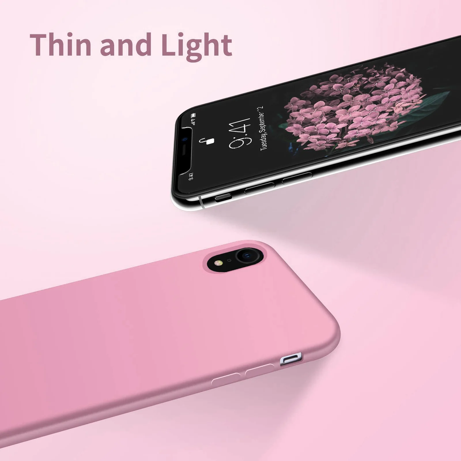 DL3 Mobilak Liquid Silicone Protective Case for iPhone XR with Camera Protection and Microfiber Lining - Pink 2