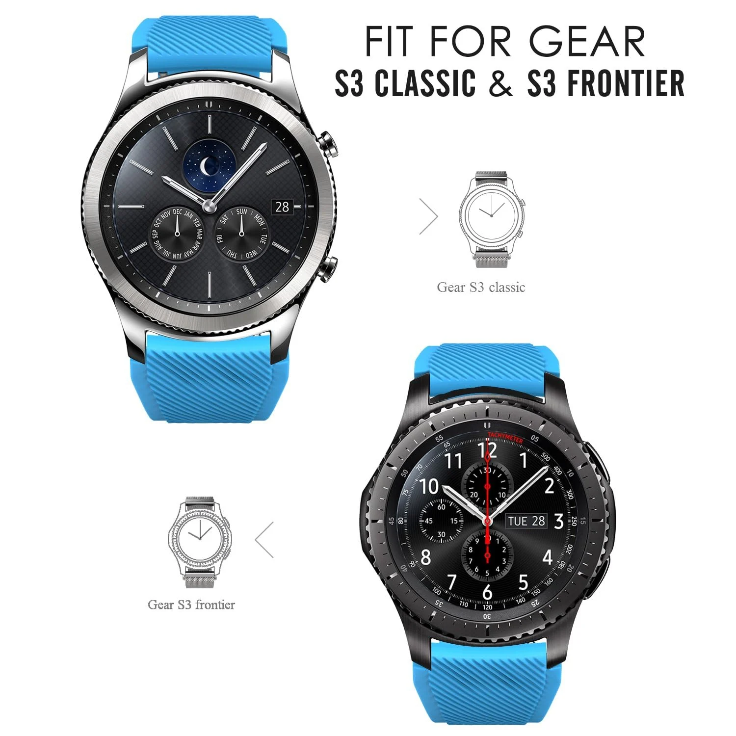 DL3 Mobilak Silicone Sport Band 22MM Xiaomi Redmi Watch 5 Active/5 Lite/Samsung Galaxy Watch 46mm/Watch 3 45mm/Gear S3/Huawei watch (GT6 GT5 GT4 GT3 GT2 GT 46MM)/GT2E/GT5 Pro/GT 6 Pro/Amazfit GTR 3/4 - Sky Blue