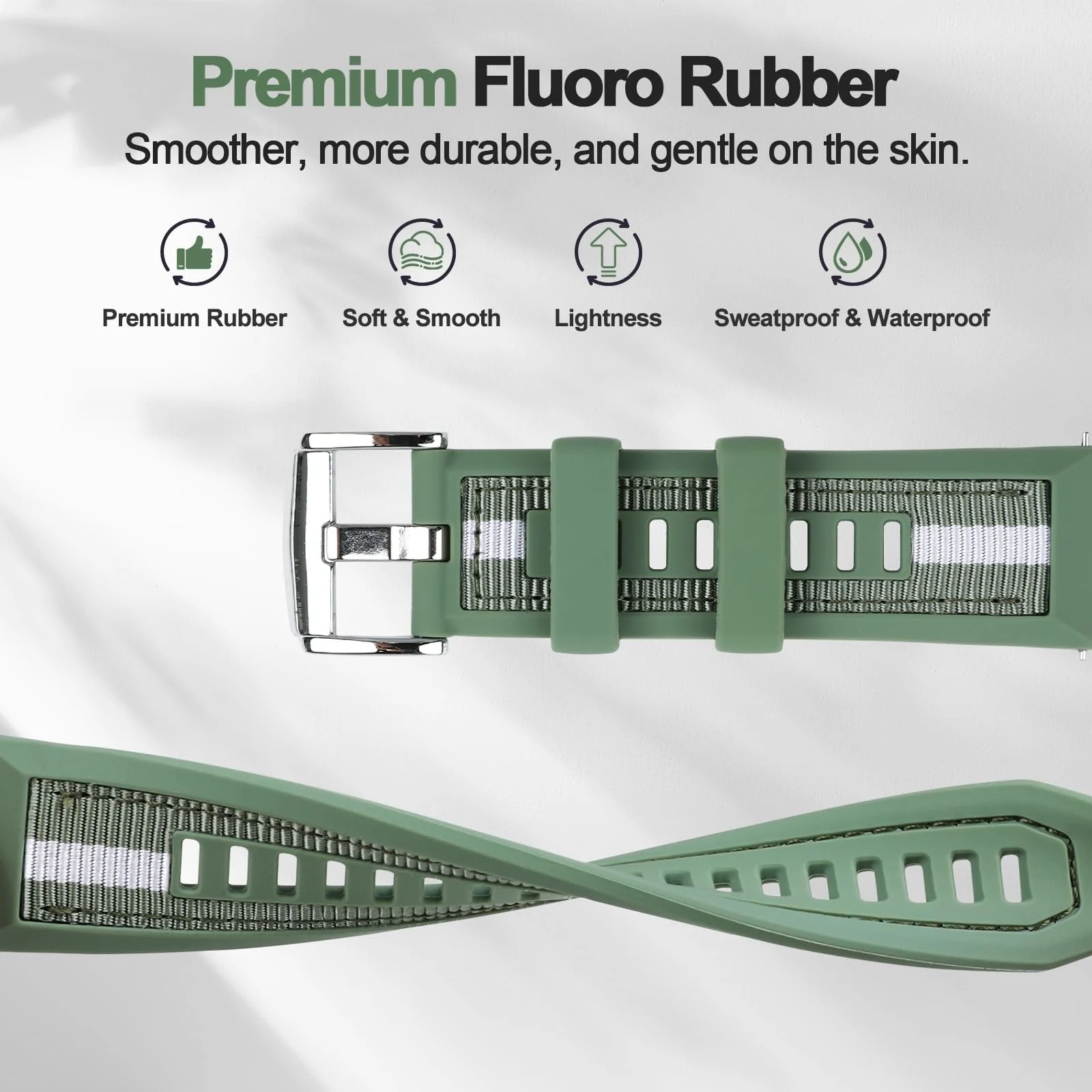 DL3 Mobilak Rubber Strap 22mm Watch Strap Compatible with Huawei Watch GT5/GT6 strap 46mm Nylon Silicone Band for GT3 46mm/GT4/GT 3 Pro/GT 2 Pro/GT 2e/Ultimate Quick Release Watchband - Wild Green