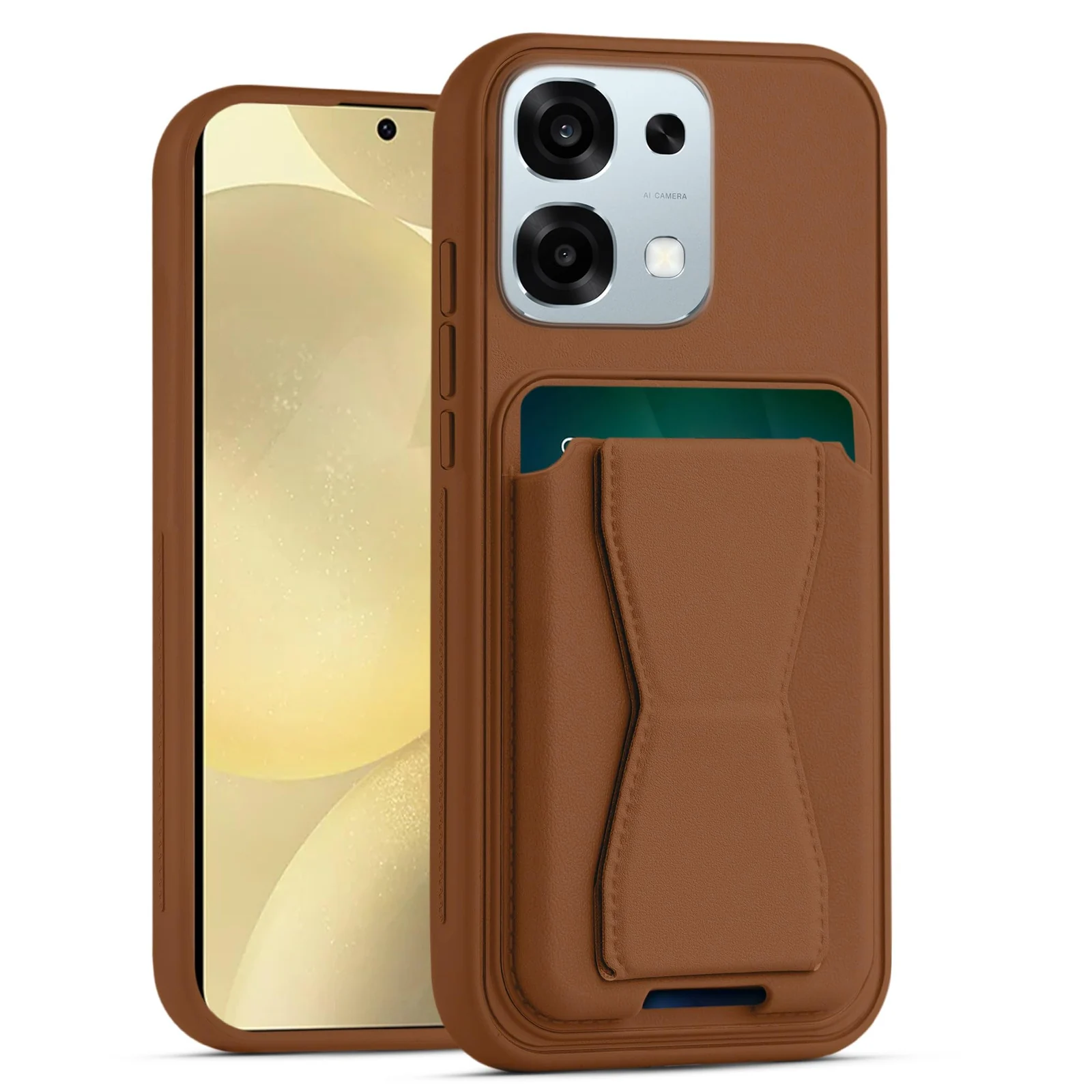 DL3 Mobilak Leather Wallet Case for OPPO A6 Pro 5G / 4G, Camera protection, Shock-absorbing protection, Built-in kickstand - Brown