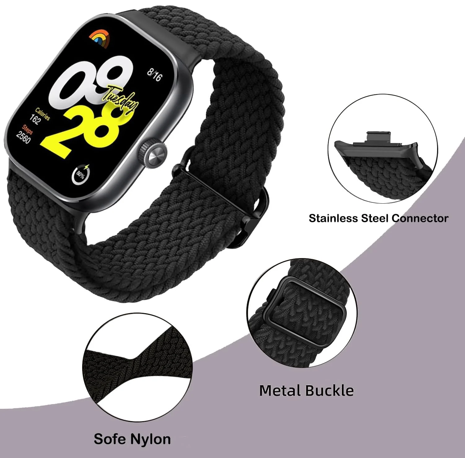 DL3 Mobilak Replacecment Band For Redmi Watch 4/Redmi Watch 5/Xiaomi Smart Band 8 Pro/Band 9 Pro for Women Men, Adjustable Braided Bands Straps Elastics Sport Wristband Nylon Strap - Green