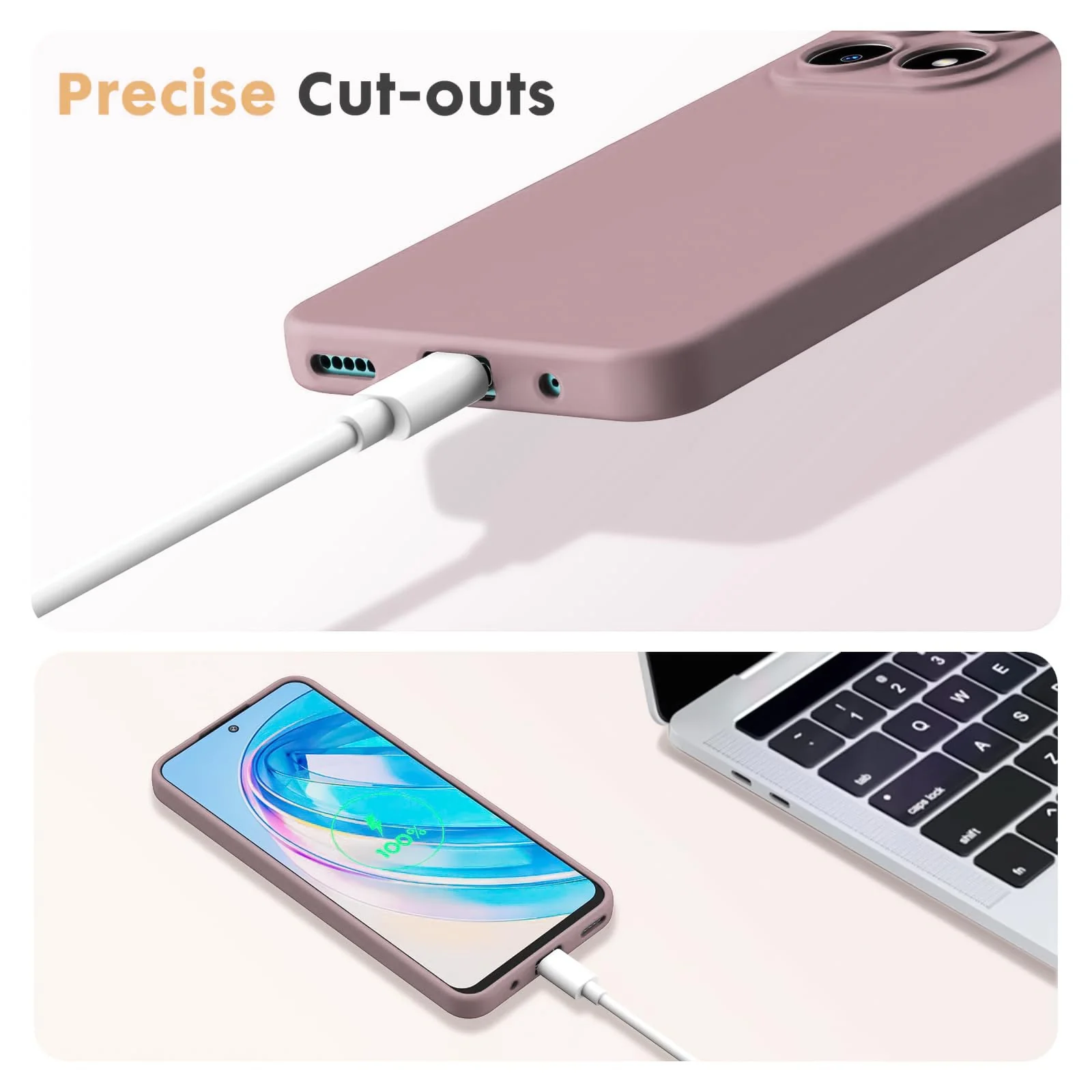 DL3 Mobilak Liquid Silicone Protective Case with Soft Microfiber Lining with Full Camera Protection for Honor X8A - Cashmere