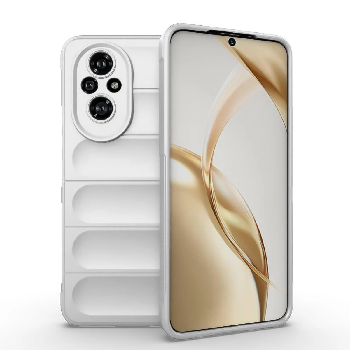 DL3 Mobilak Silicone Case for Honor 200 Pro 5G Heavy Duty Protective [Slim Fit] Shockproof Soft Flexible Protective Design Shock-Absorption TPU Cover With Camera Protection - White