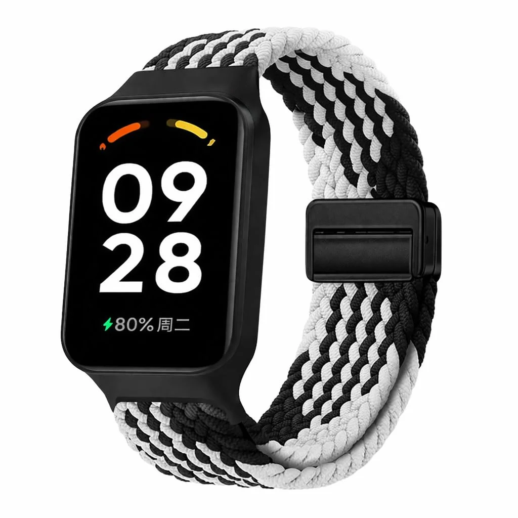 DL3 Mobilak Nylon Braided Band Compatible with Redmi Smart Band 2 / Xiaomi Smart Band 8 Active, Magnetic Elastic Strap Soft Breathable Adjustable Wristband for Men Women