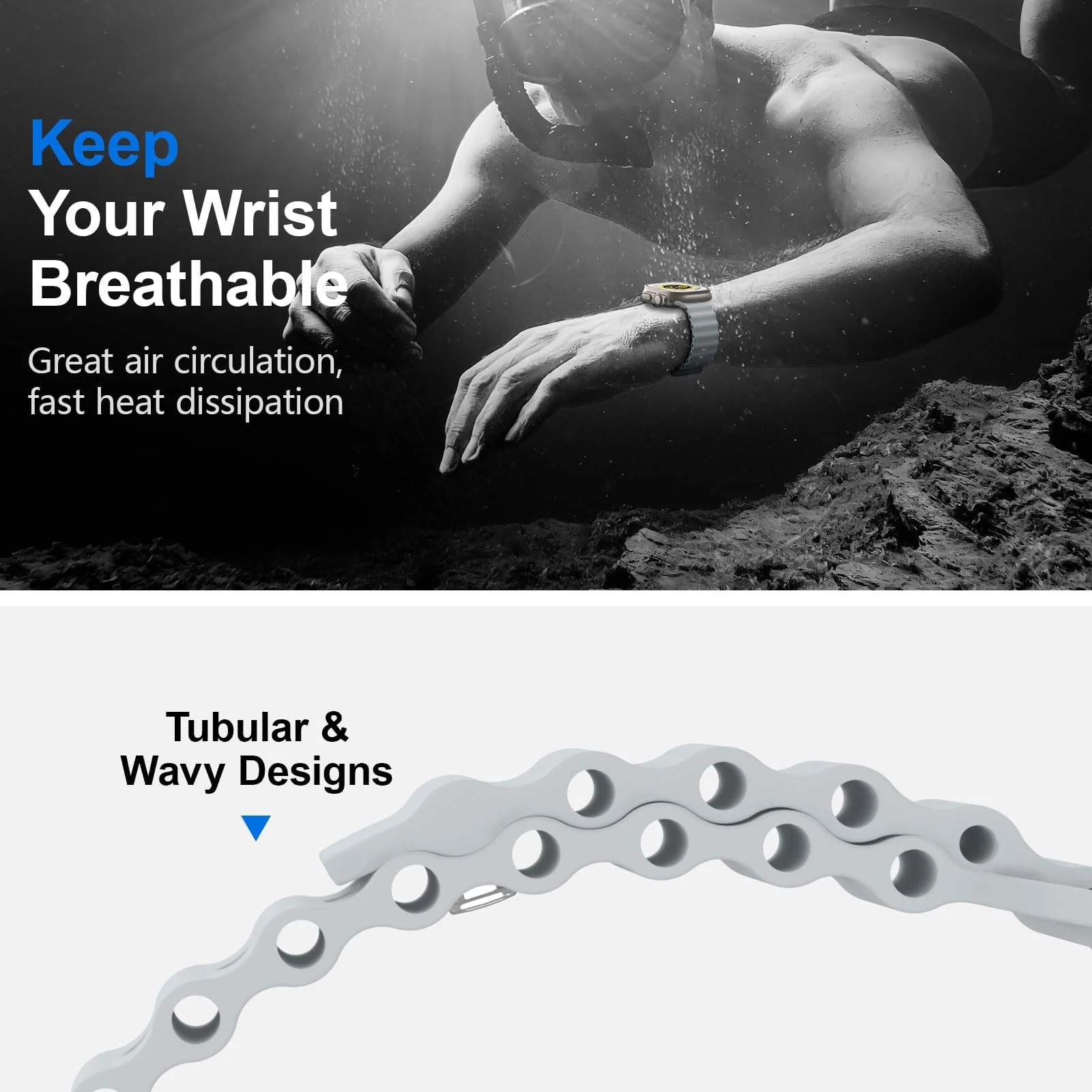 DL3 Mobilak Ocean Band For Apple Watch Band 49mm 45mm 44mm 42mm 41mm 40mm 38mm Men Women, Strap for Apple Watch Ultra2/Ultra iWatch Series SE 9 8 7 SE 6 5 4 3 2 1 (42MM/44MM/45MM/49MM) - Grey