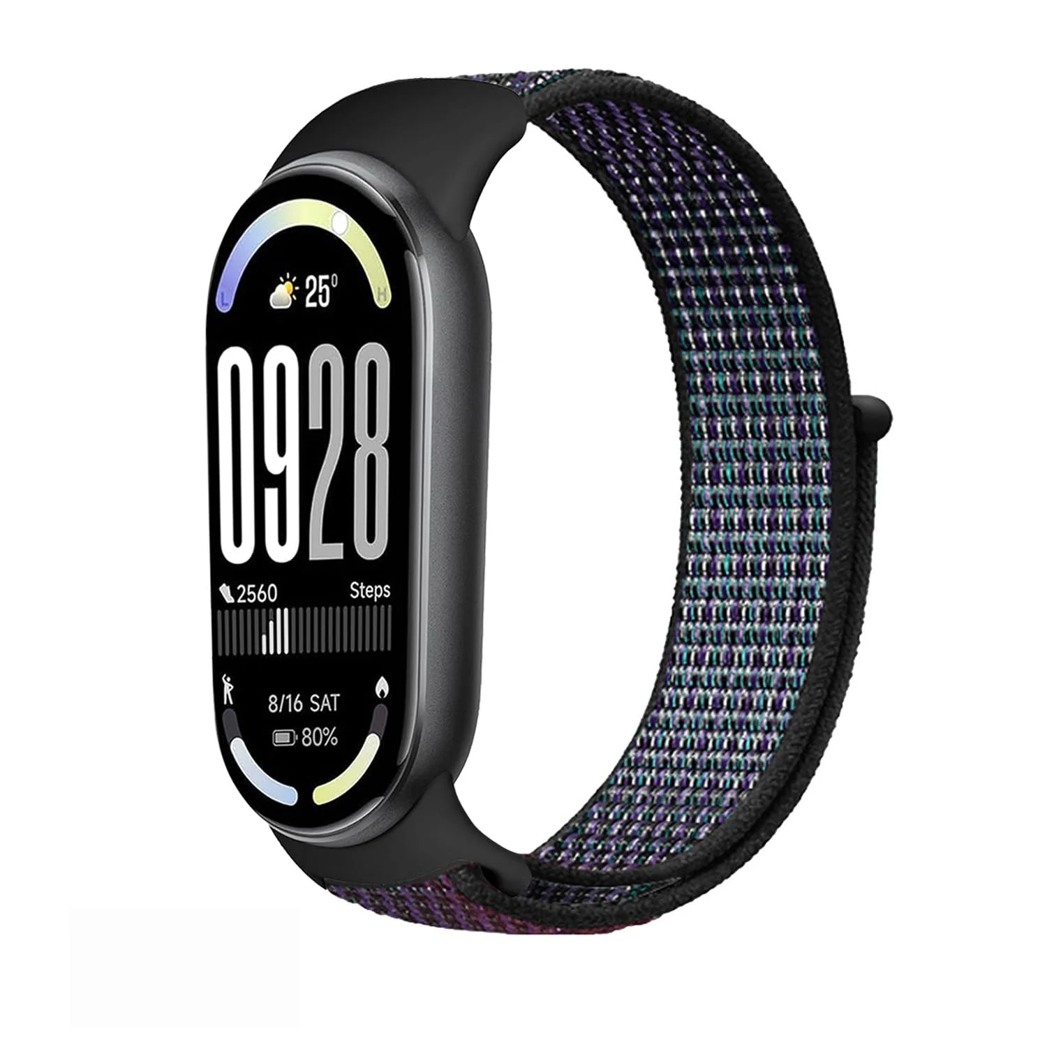 DL3 Mobilak Nylon Sport Band Compatible with Xiaomi Mi Band 10/9/8 for Women Men, Soft Adjustable Breathable Sport Loop Watch Strap Replacement Wristband for Xiaomi Smart Band 8/9/10 - Grape Purple