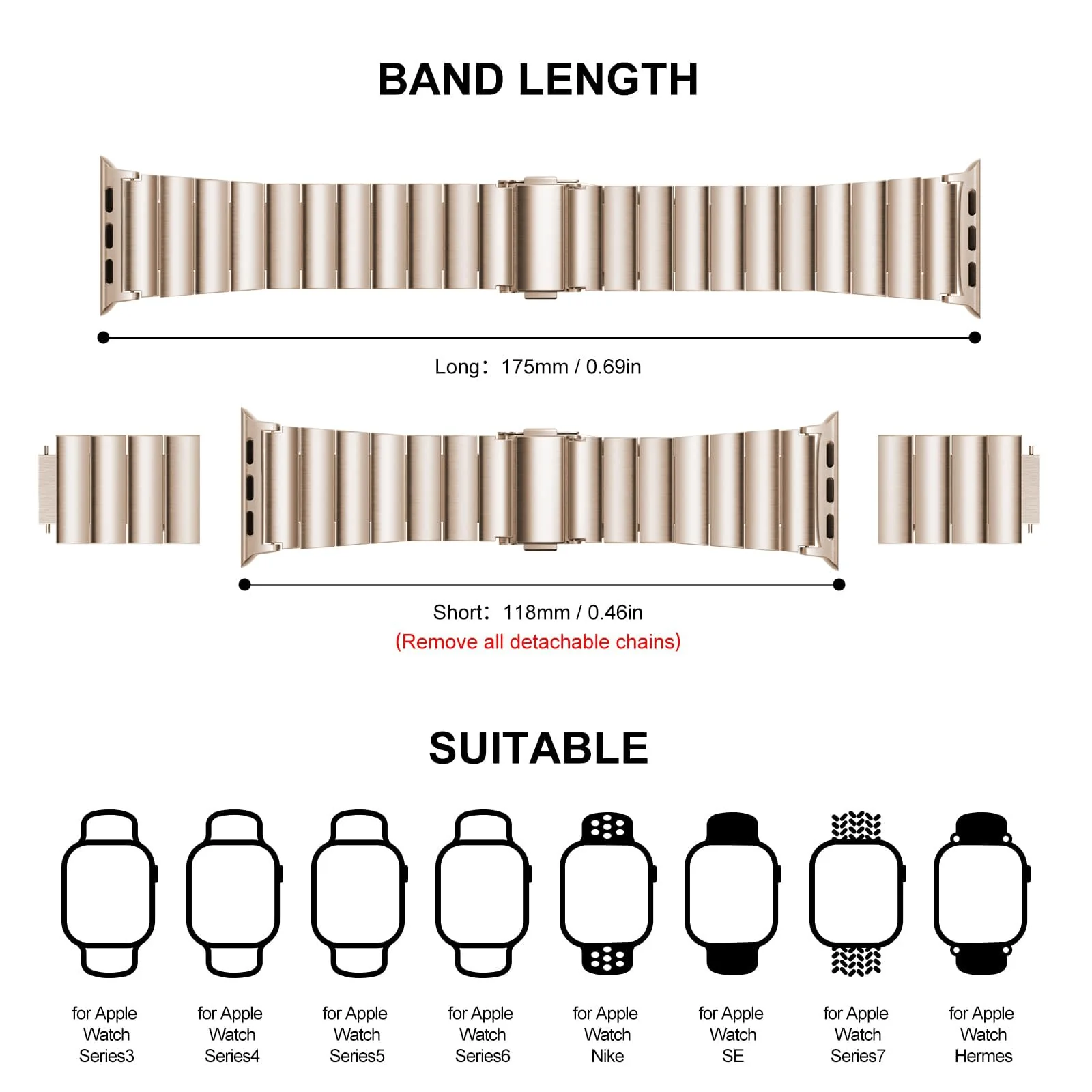 DL3 MOBILAK Band For Apple Watch Ultra Band 49mm 45mm 44mm 42mm 41mm 40mm 38mm, Metal Stainless Steel Strap for Apple Watch Series 8 Ultra 7 6 5 4 3 2 1 Se (42MM/44MM/45MM/49MM) - Gold