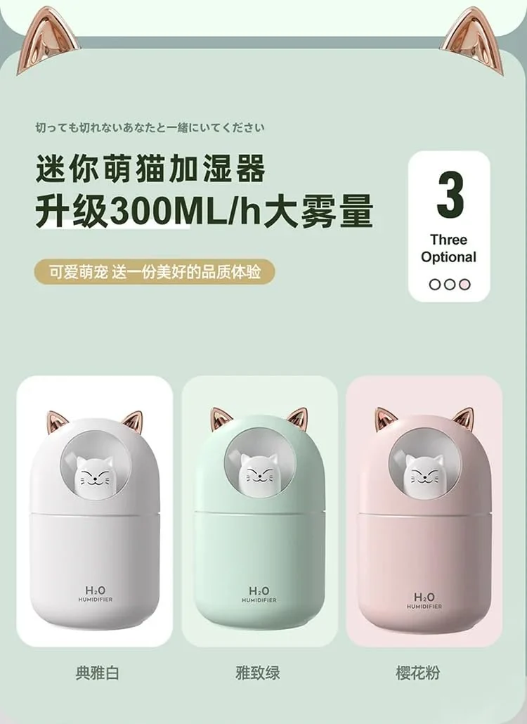 Mobigon Wood Cool Mist Ultrasonic Humidifier for Room Moisture, Aroma Diffuser for Home, 300ml Essential Oil Diffuser with 7 Colorful Night Light, Auto Shut-Off, Home, Office, car - E.Turquize