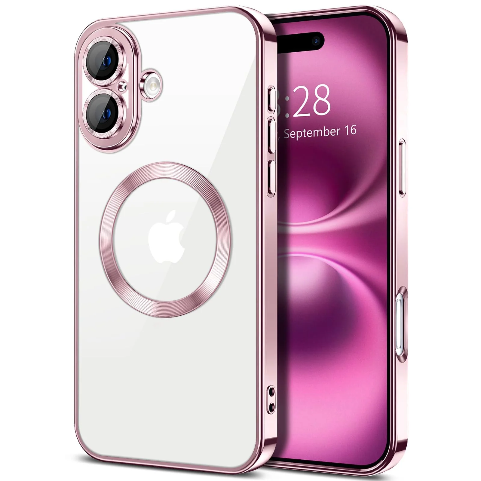 DL3 Mobilak Plated-Edge TPU Protective Case with Camera Protection for iPhone 16 Plus - Pink